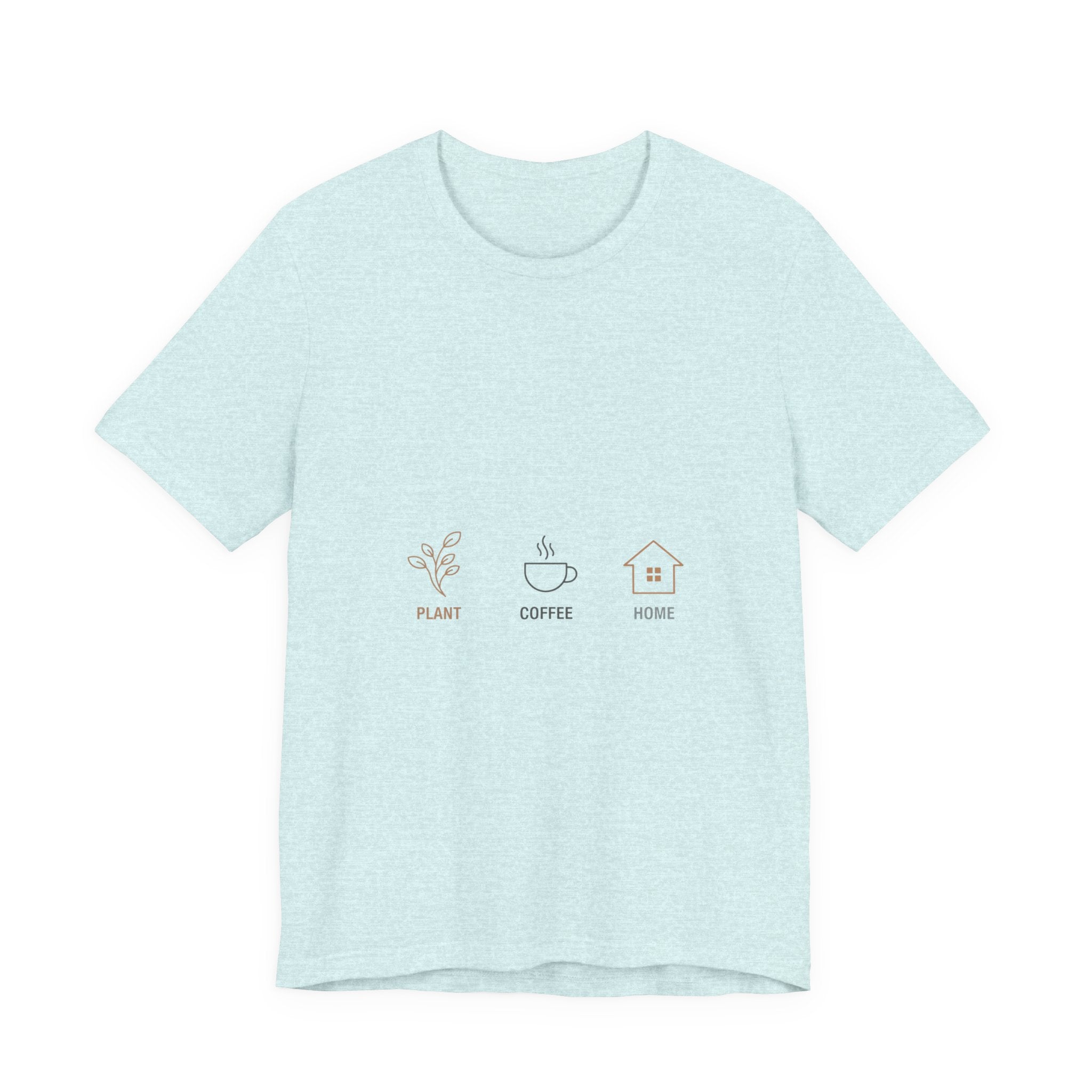 Plant Coffee Home minimales One-Line Art T-Shirt | durchgehende Linienillustration, skandinavische Linienkunst
