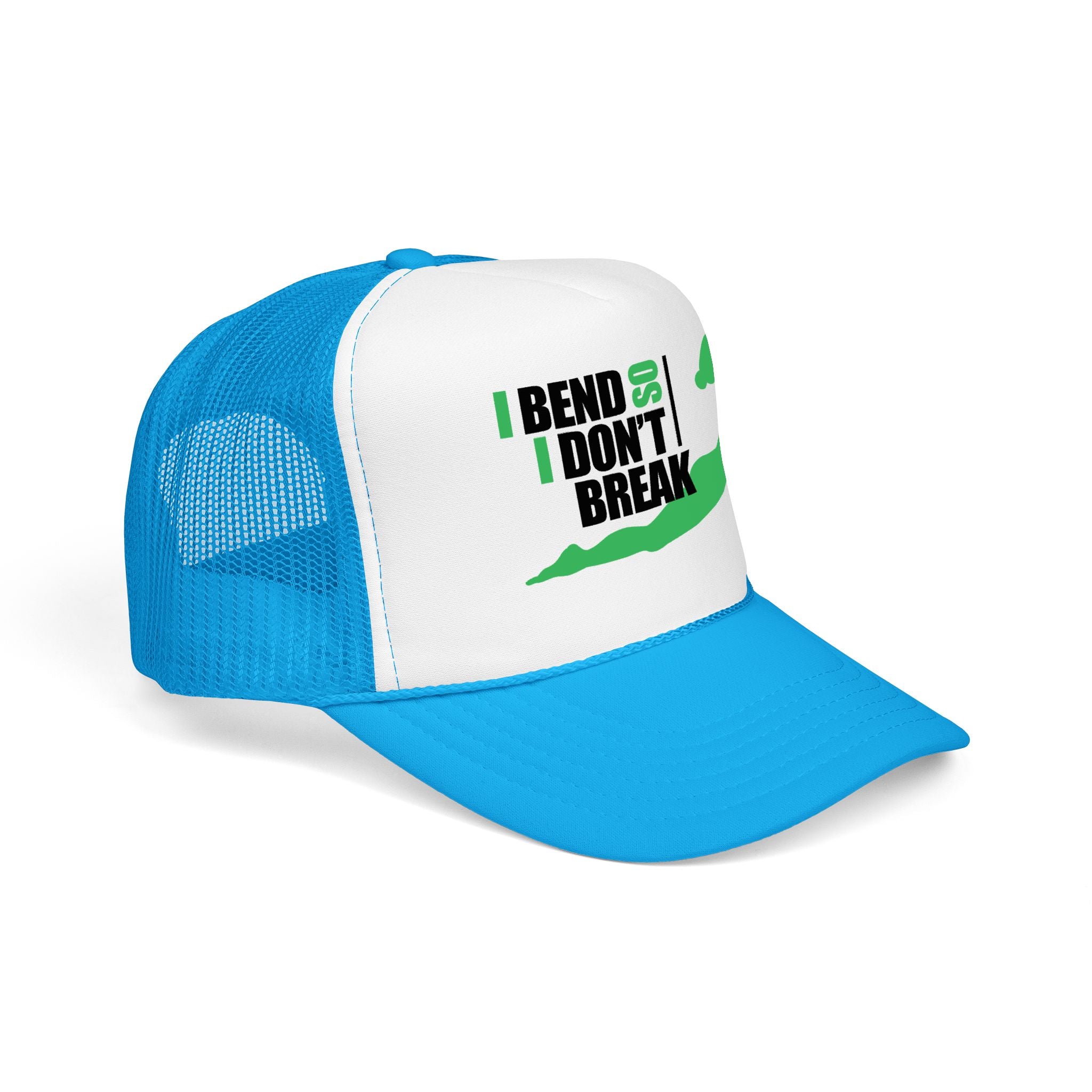 Bend Don’t Break Foam Trucker Hat – Yoga Stretch Mesh Cap