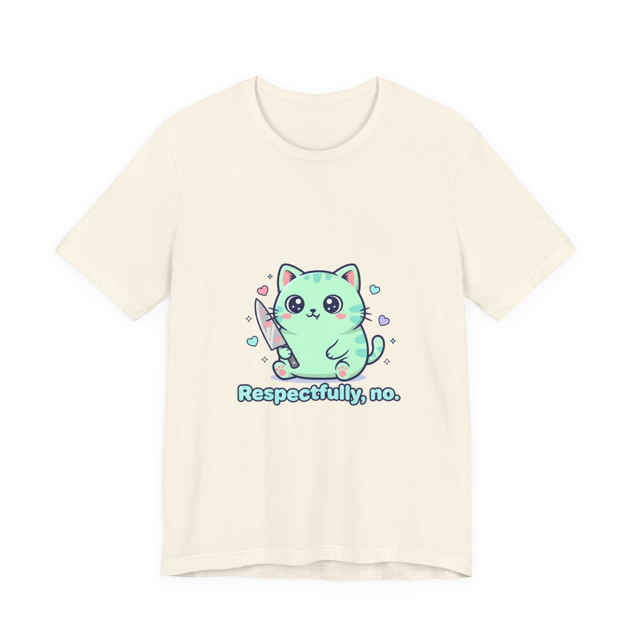 Respectfully No Cat Tee | Kawaii-Drohung, pastellfarbener Soft Grunge