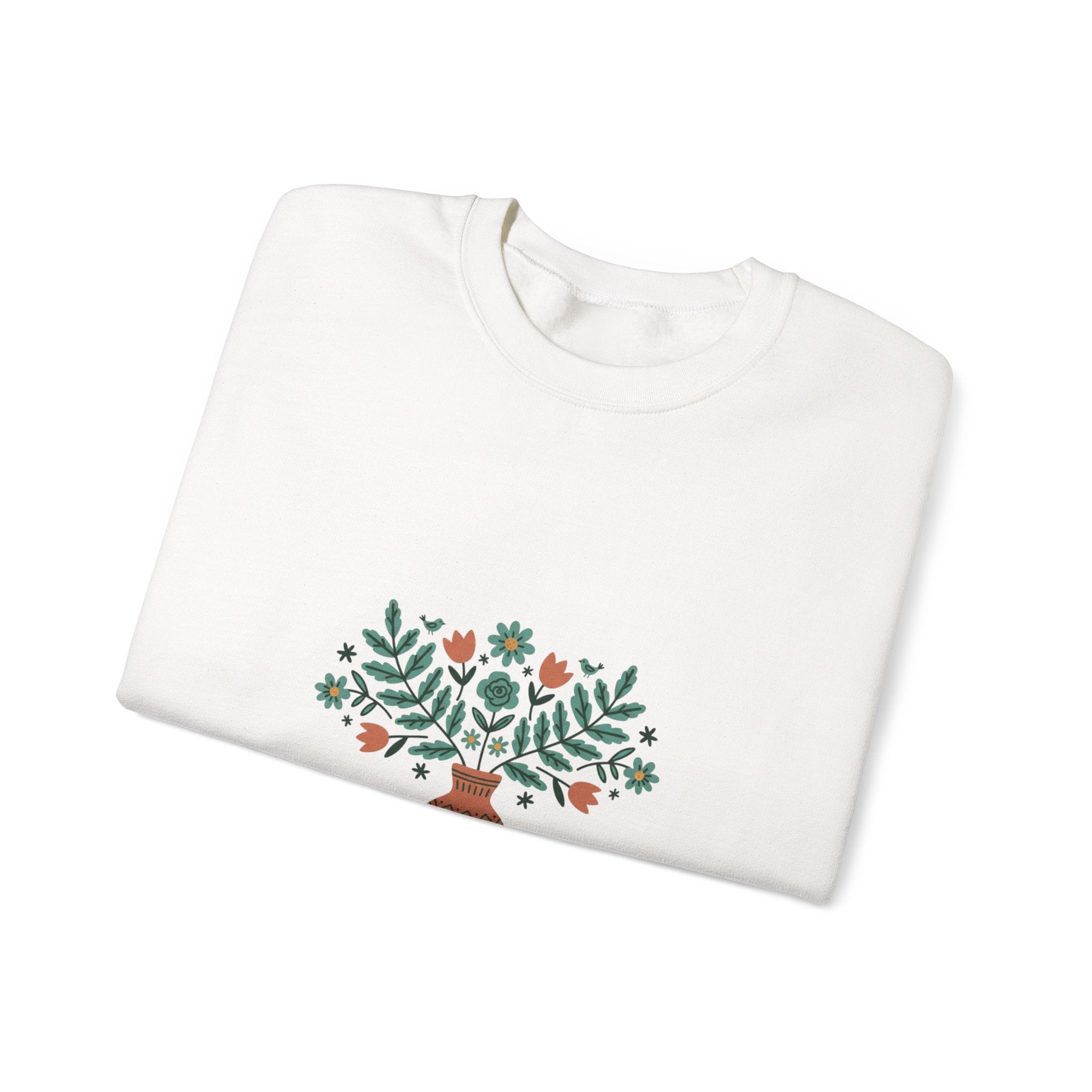 Herb Blessings Sweatshirt | Hand-Drawn Folk Botanical, embroidery style design