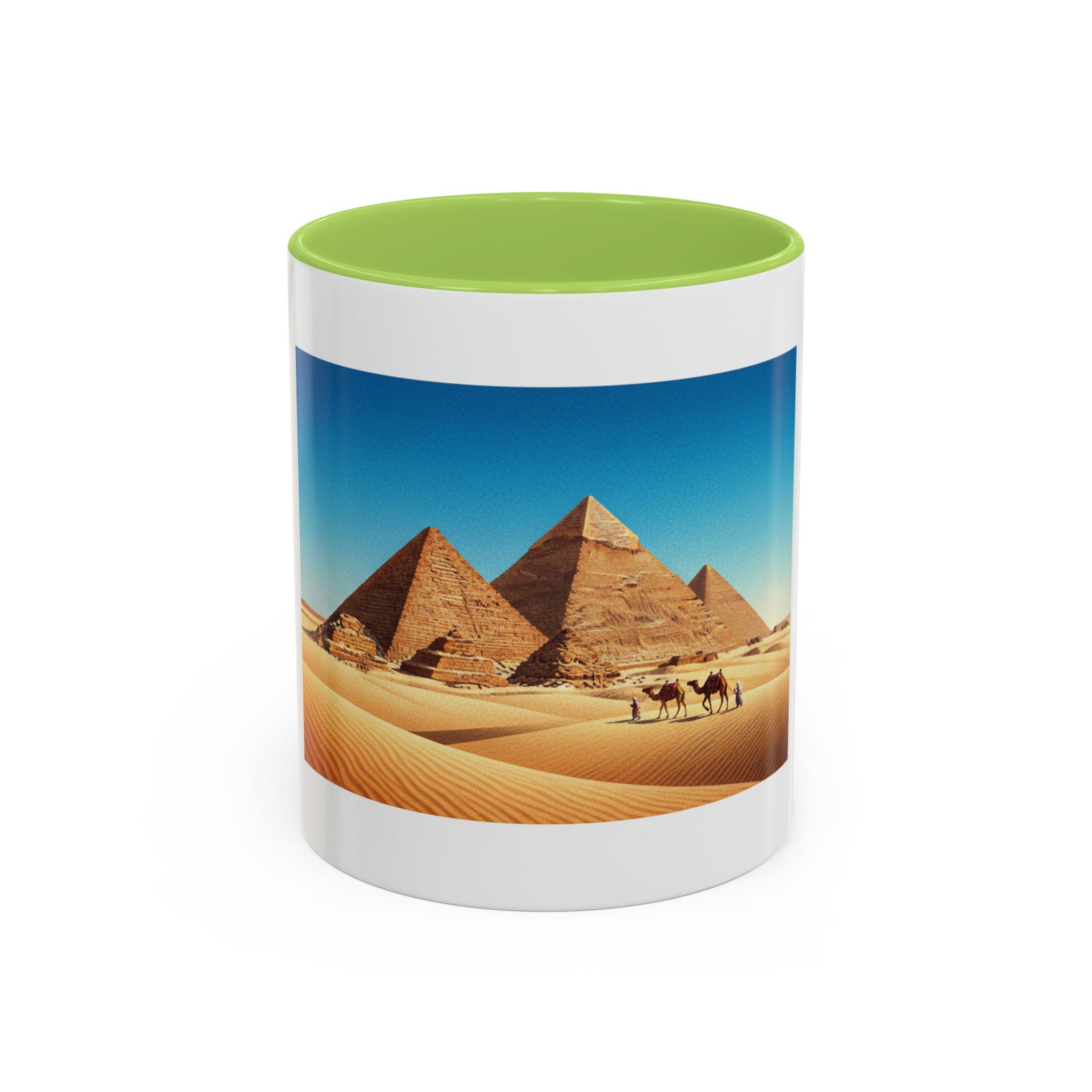 Egypt Pyramids Accent Coffee Mug — Desert Camel Travel Scene (11/15oz)