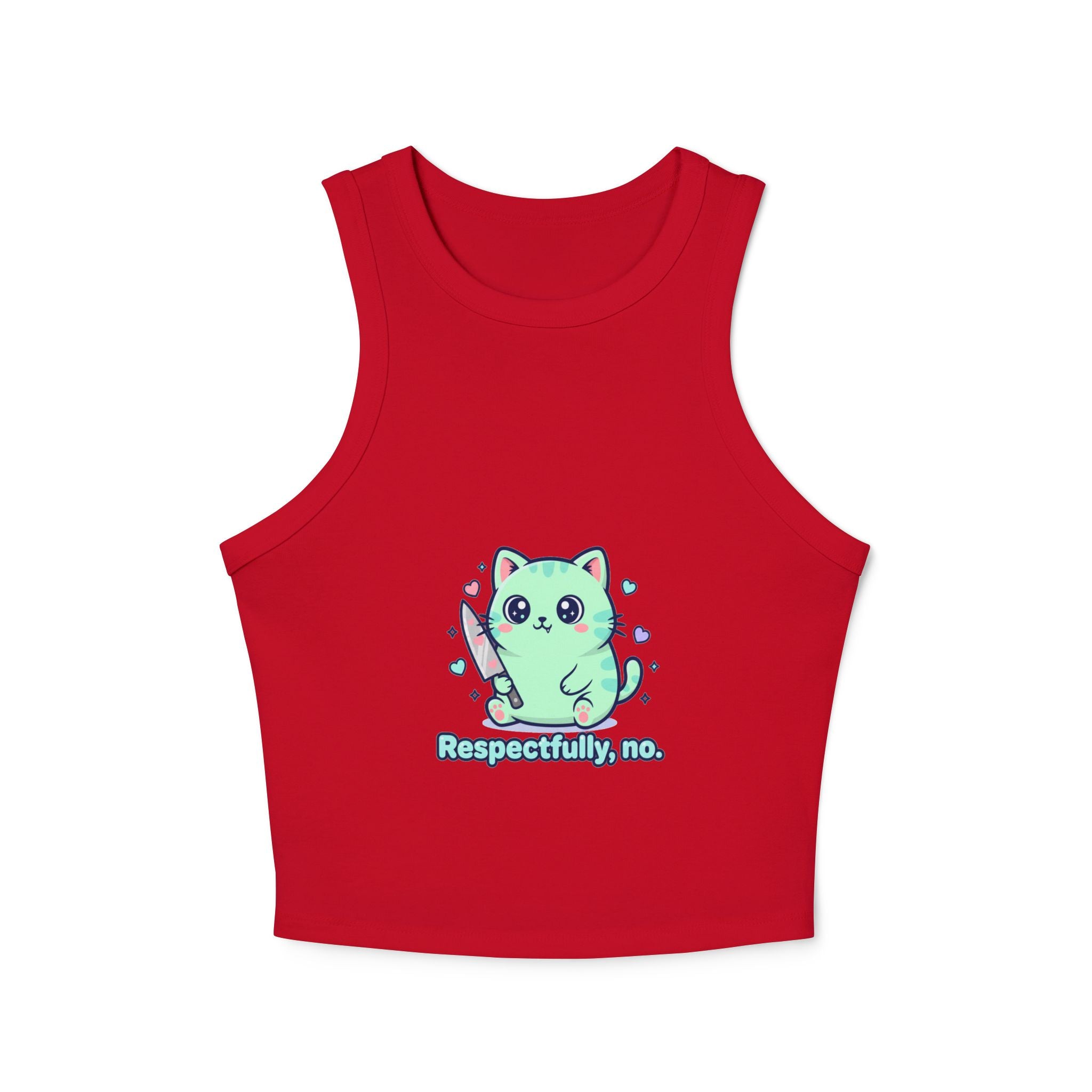 Katze „Mit Verlaub, nein.“ Racerback-Top – Niedliches Kawaii-Kätzchen-Grafikdesign