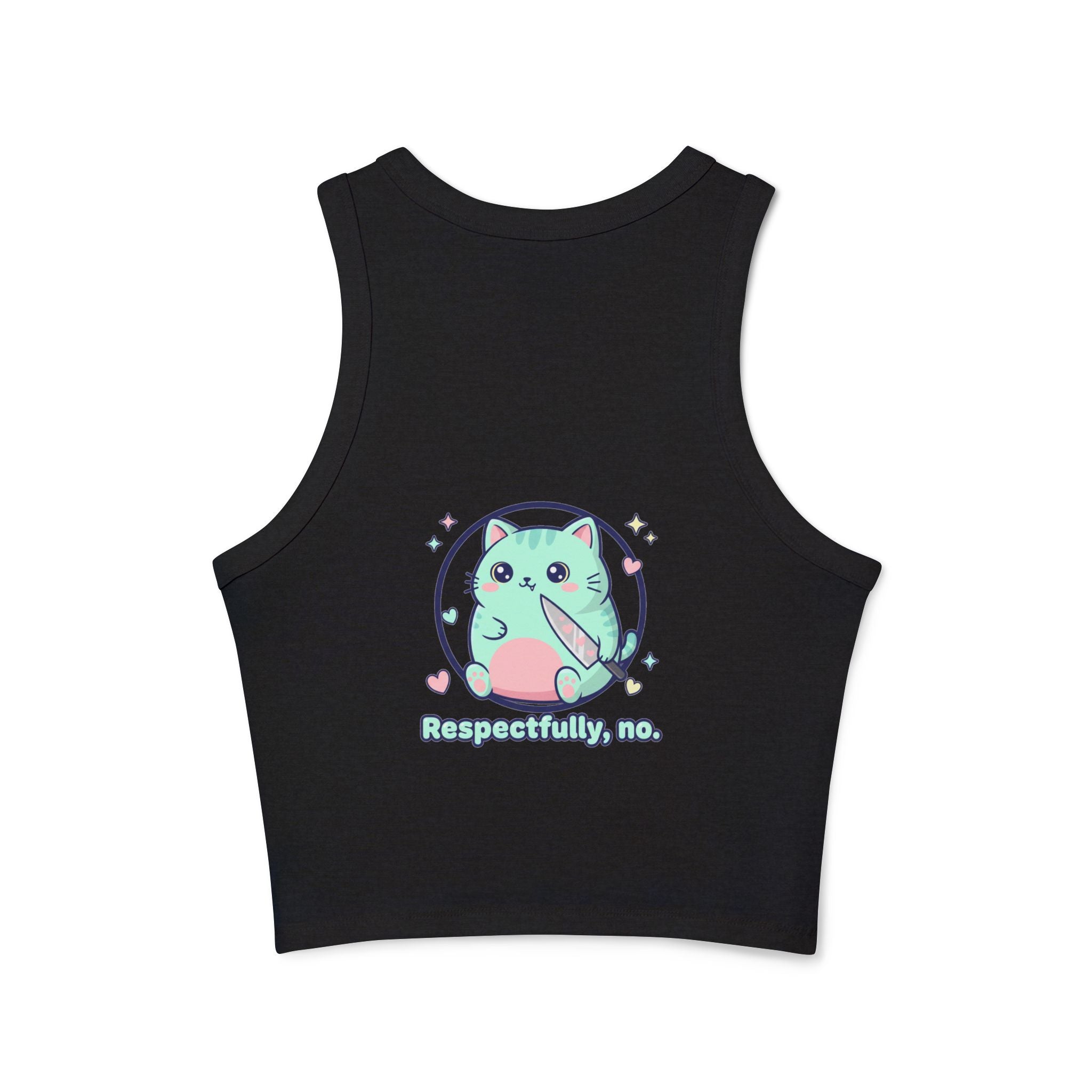 Katze „Mit Verlaub, nein.“ Racerback-Top – Niedliches Kawaii-Kätzchen-Grafikdesign