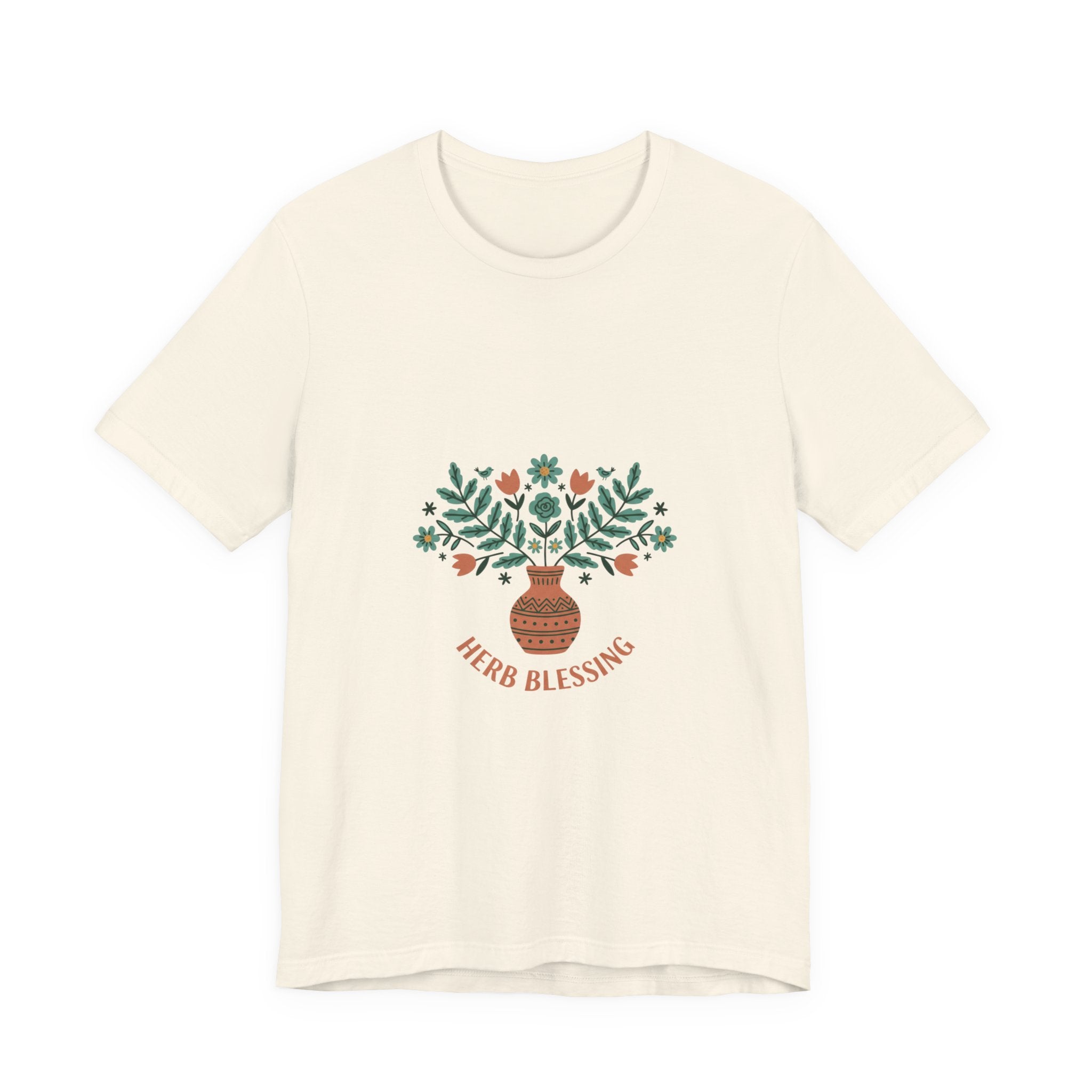 Herb Blessing Tee | Hand-Drawn Folk Botanical, embroidery style design