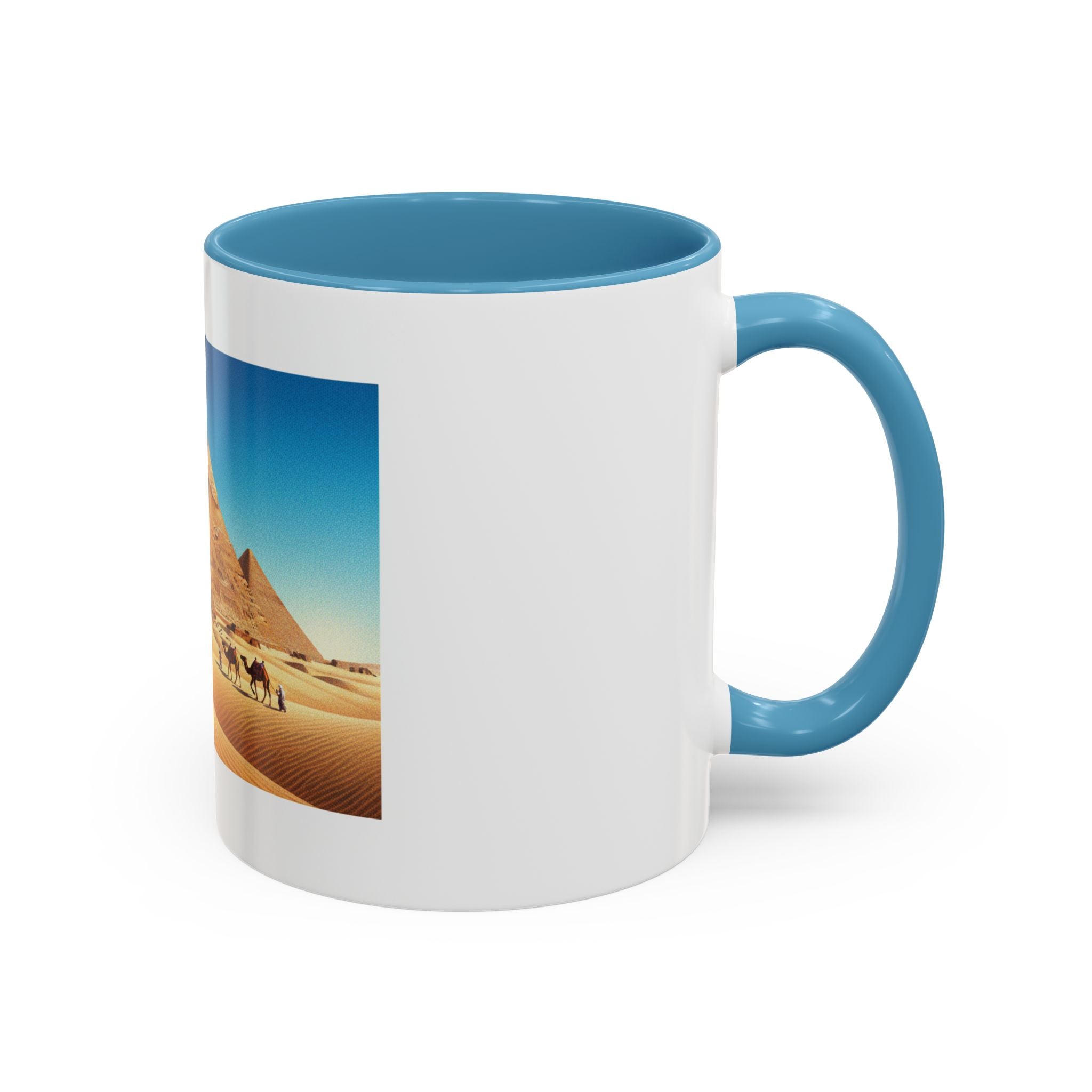 Egypt Pyramids Accent Coffee Mug — Desert Camel Travel Scene (11/15oz)