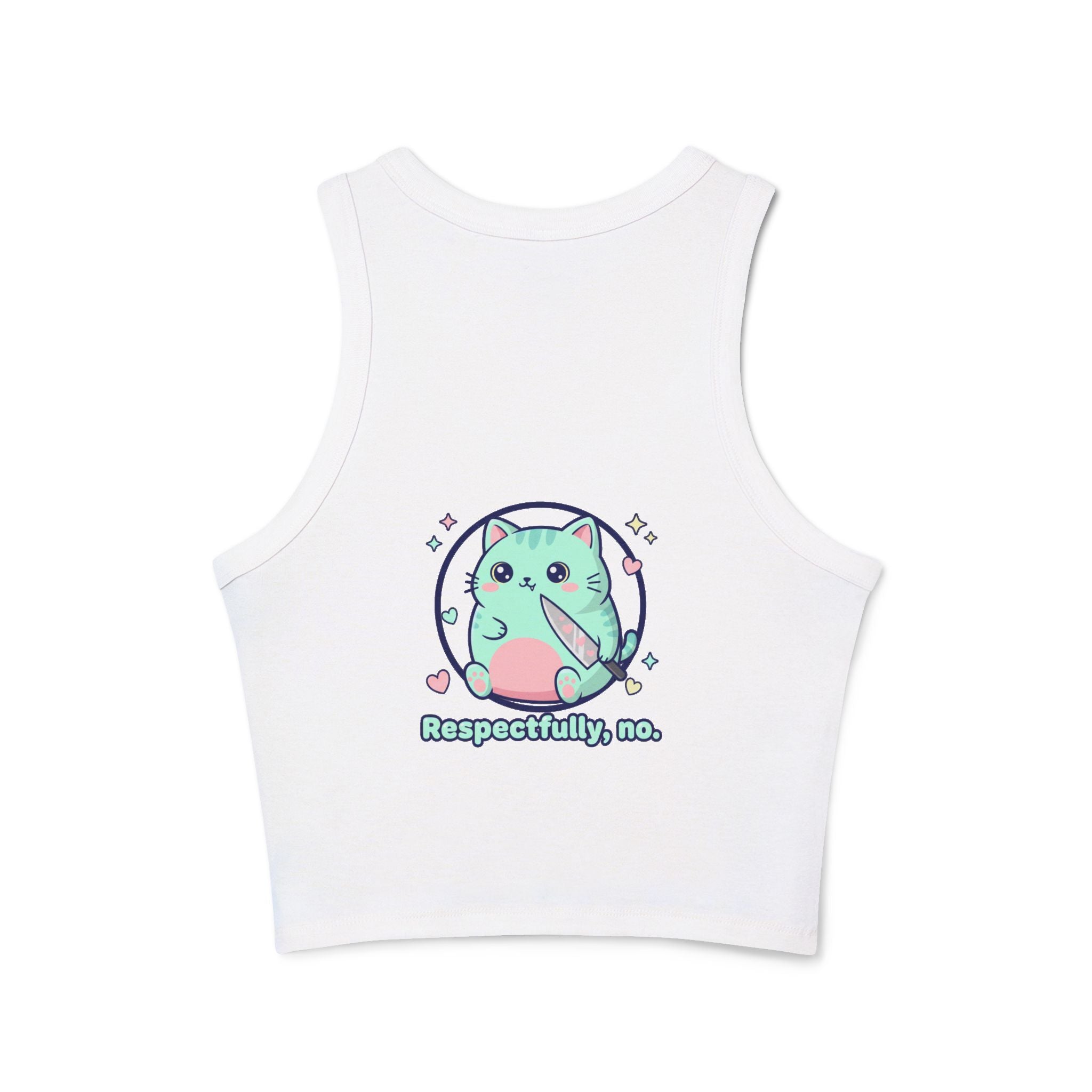 Katze „Mit Verlaub, nein.“ Racerback-Top – Niedliches Kawaii-Kätzchen-Grafikdesign