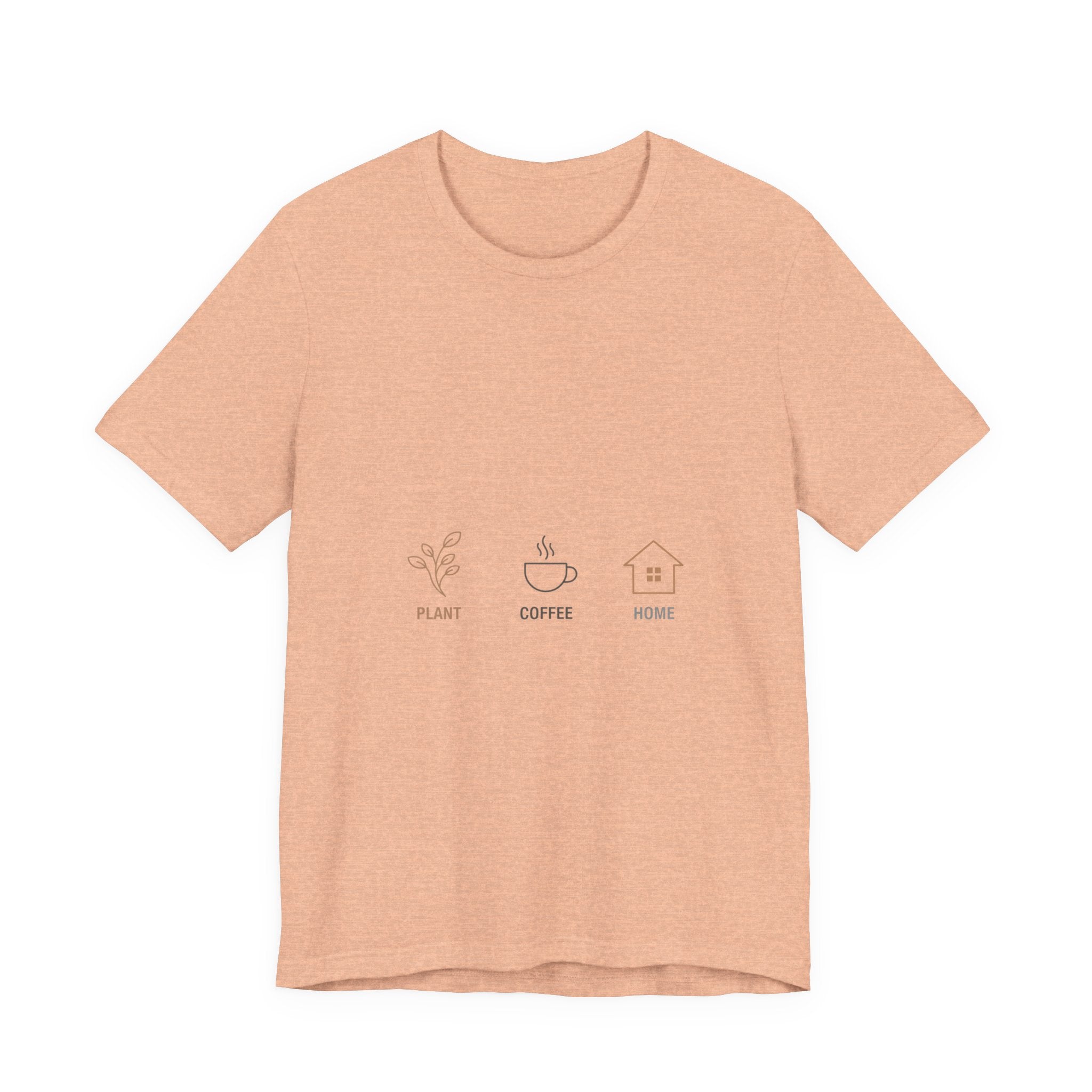 Plant Coffee Home minimales One-Line Art T-Shirt | durchgehende Linienillustration, skandinavische Linienkunst