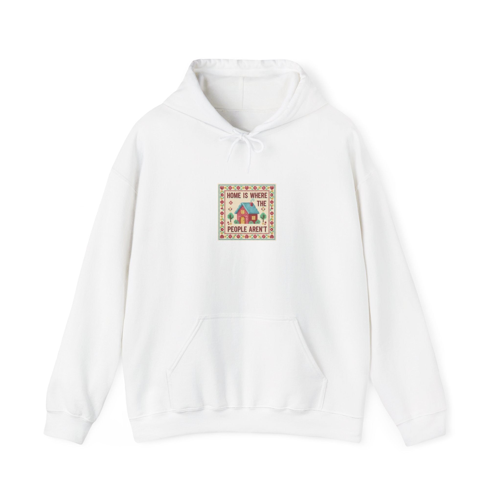 Grandma Chic 'Home Is Where' Cross Stitch Hoodie | ironic embroidery, needlepoint print