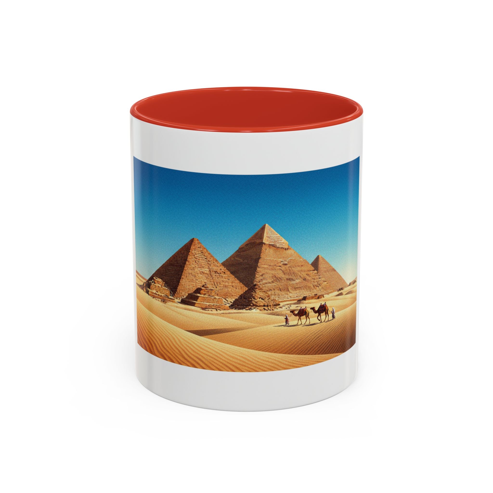 Egypt Pyramids Accent Coffee Mug — Desert Camel Travel Scene (11/15oz)