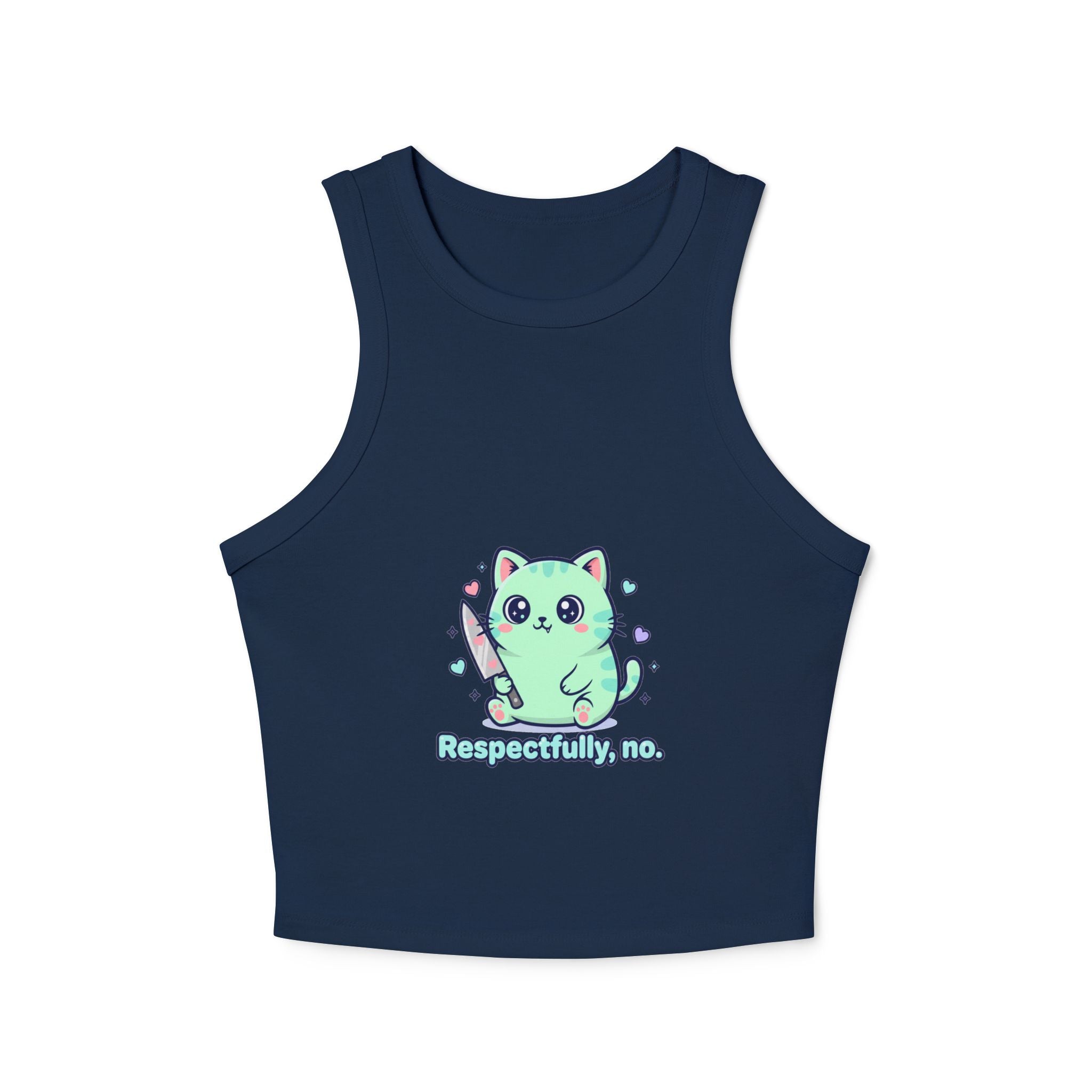 Katze „Mit Verlaub, nein.“ Racerback-Top – Niedliches Kawaii-Kätzchen-Grafikdesign