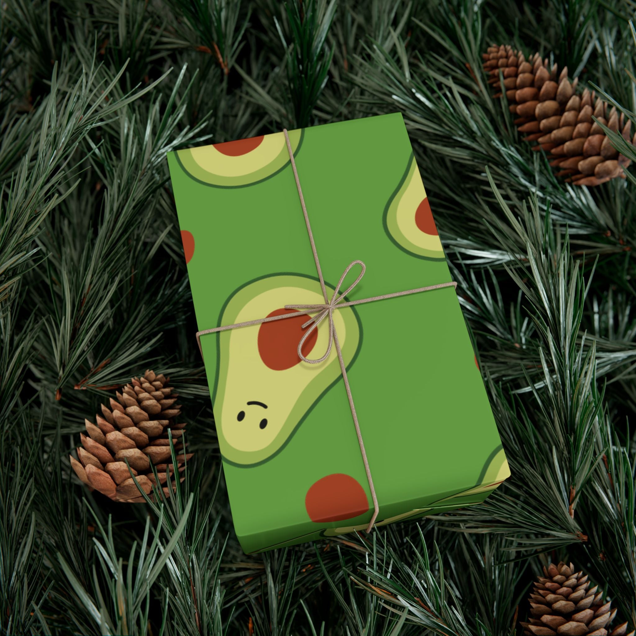Smiling Avocado Pattern Gift Wrap Paper | Avocado Wrapping Paper