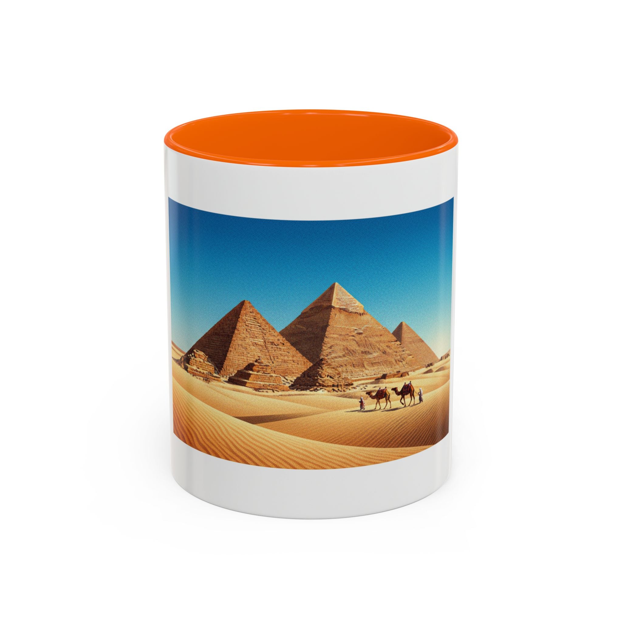 Egypt Pyramids Accent Coffee Mug — Desert Camel Travel Scene (11/15oz)