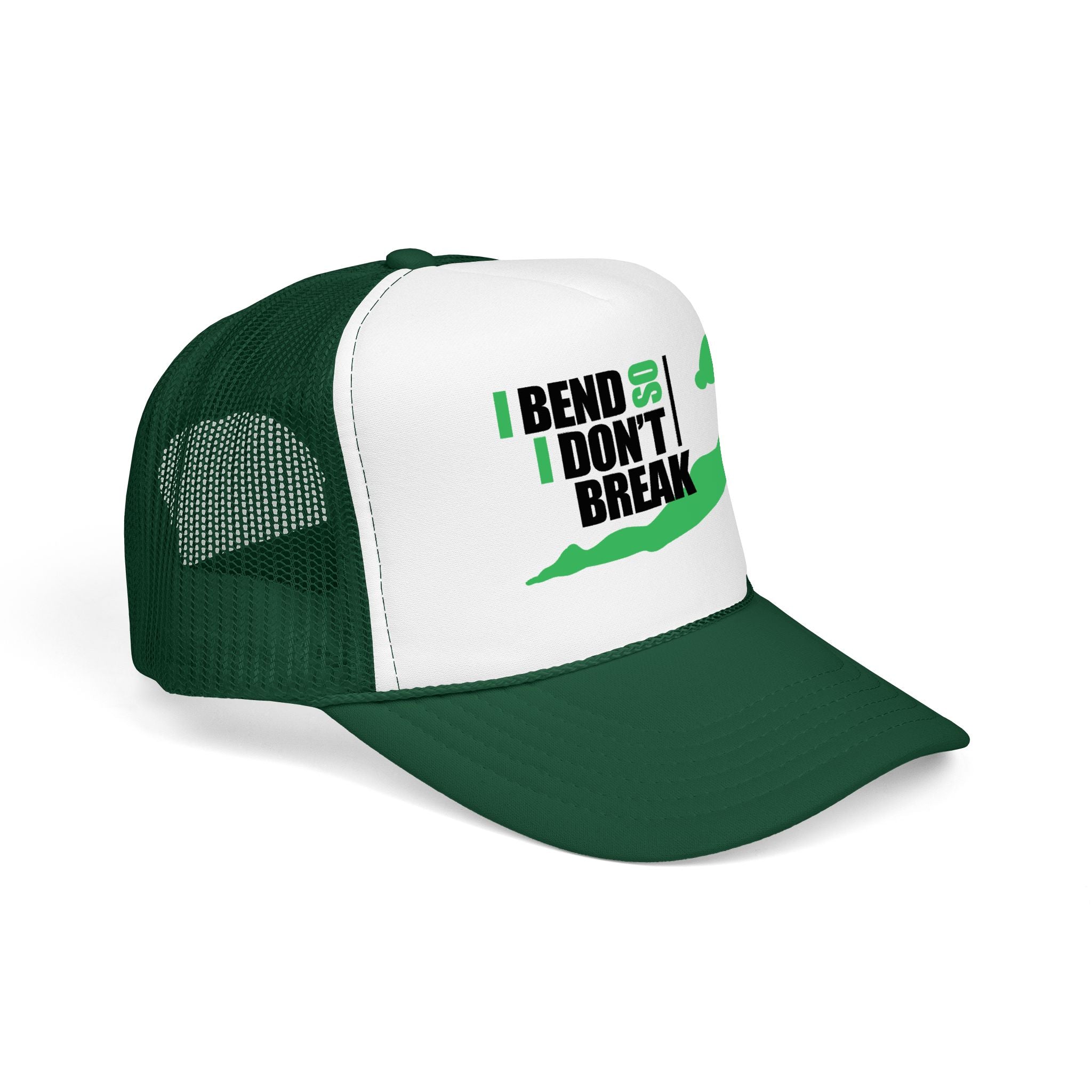 Bend Don’t Break Foam Trucker Hat – Yoga Stretch Mesh Cap