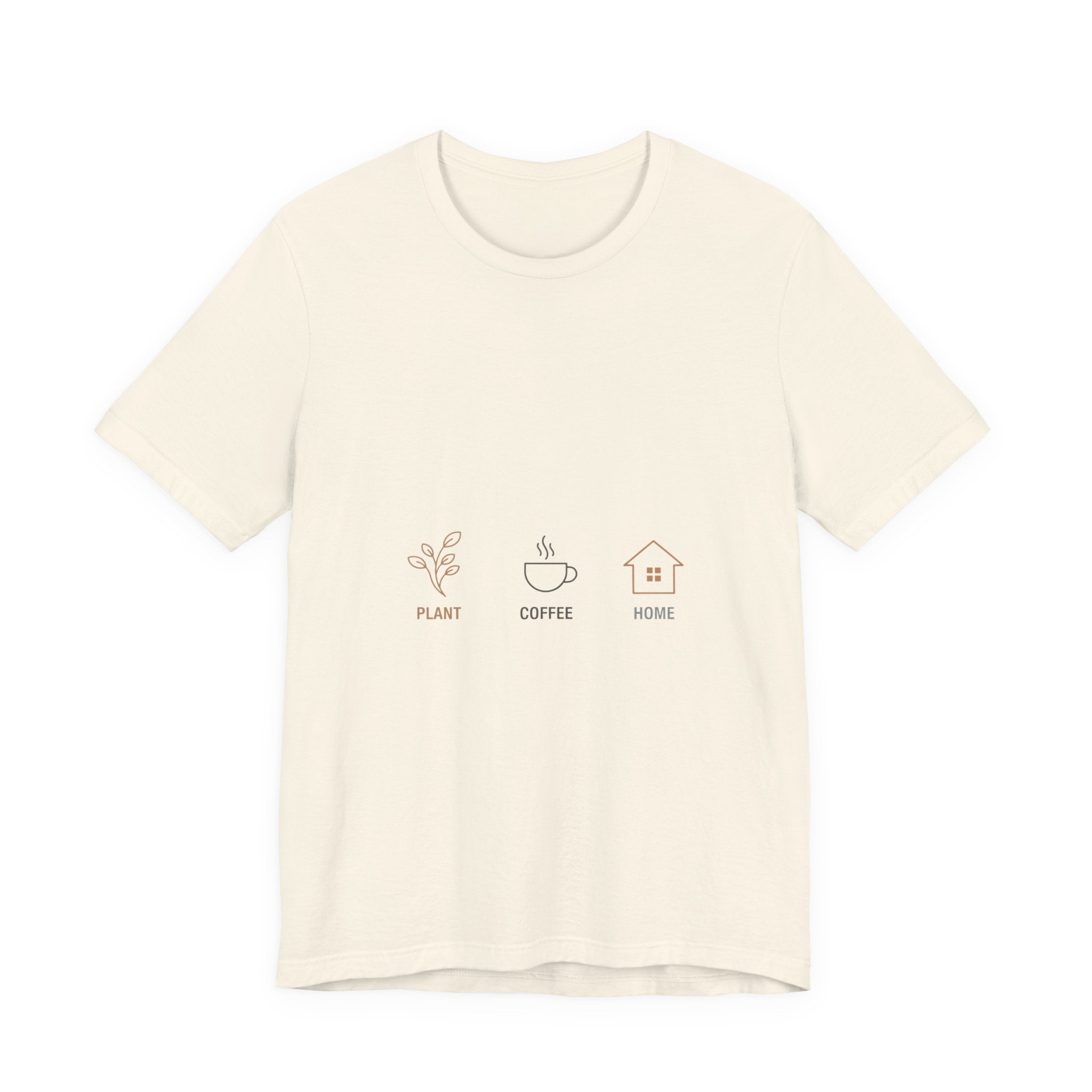 Plant Coffee Home minimales One-Line Art T-Shirt | durchgehende Linienillustration, skandinavische Linienkunst