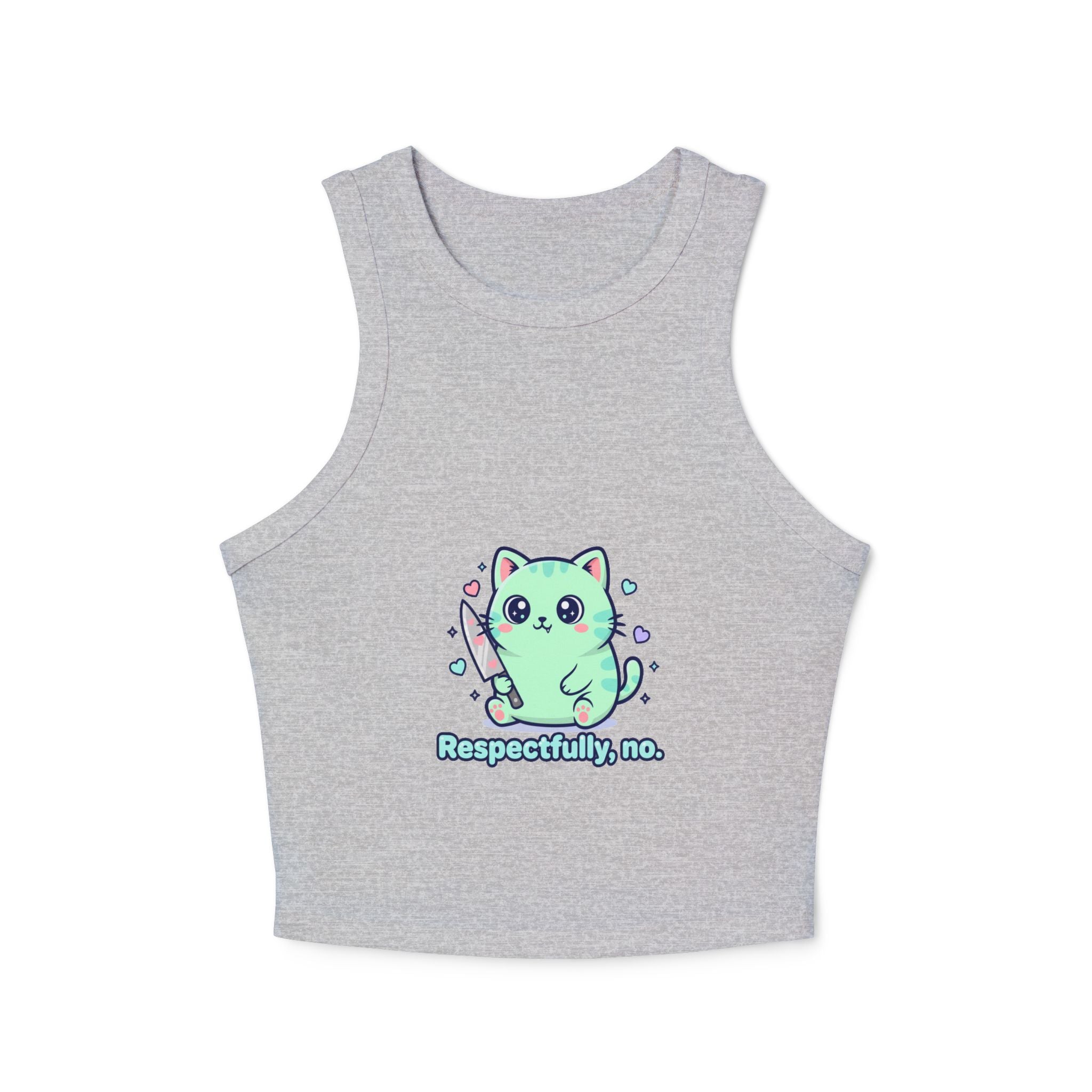 Katze „Mit Verlaub, nein.“ Racerback-Top – Niedliches Kawaii-Kätzchen-Grafikdesign