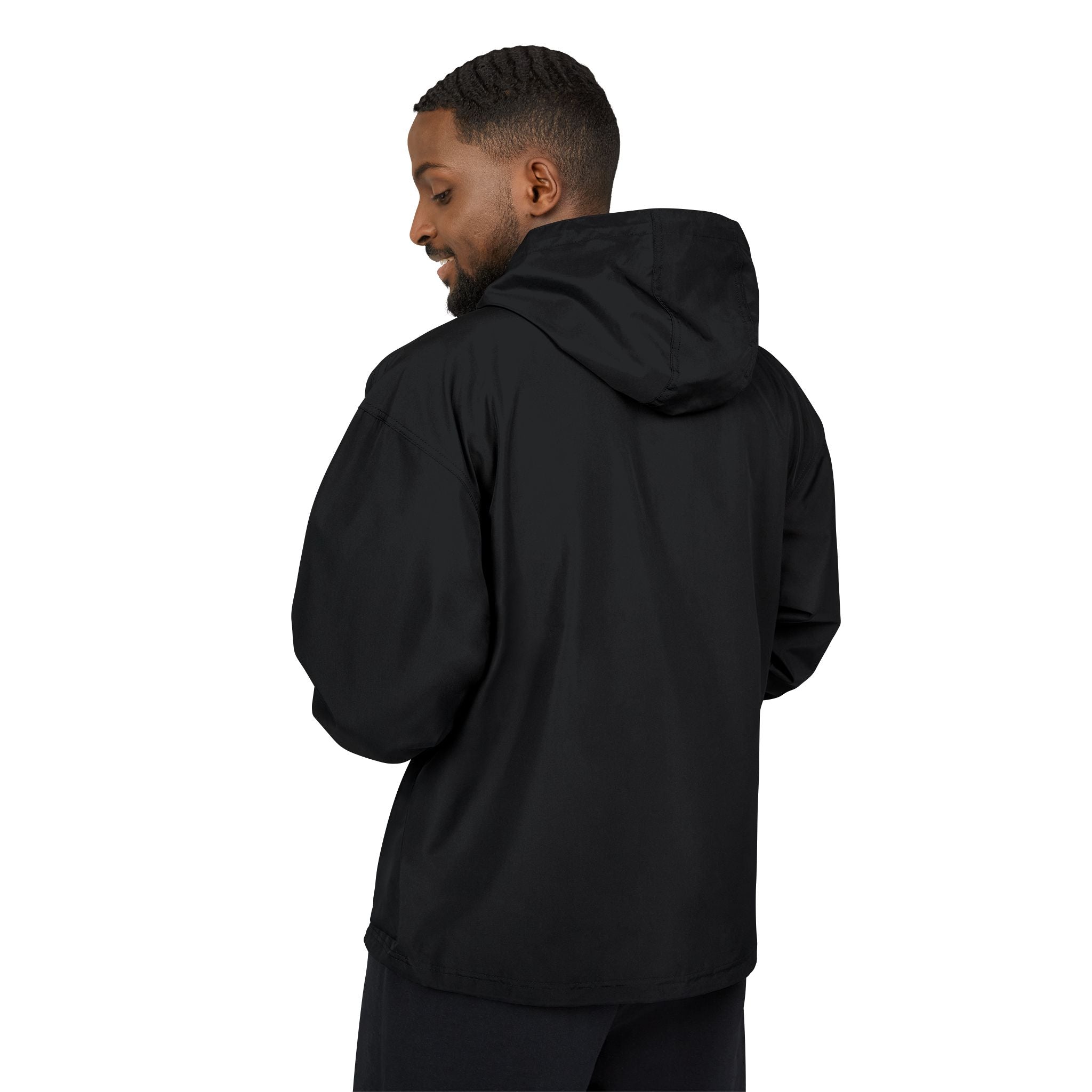 Minimal Logo Anorak Jacket | Black Packable Windbreaker