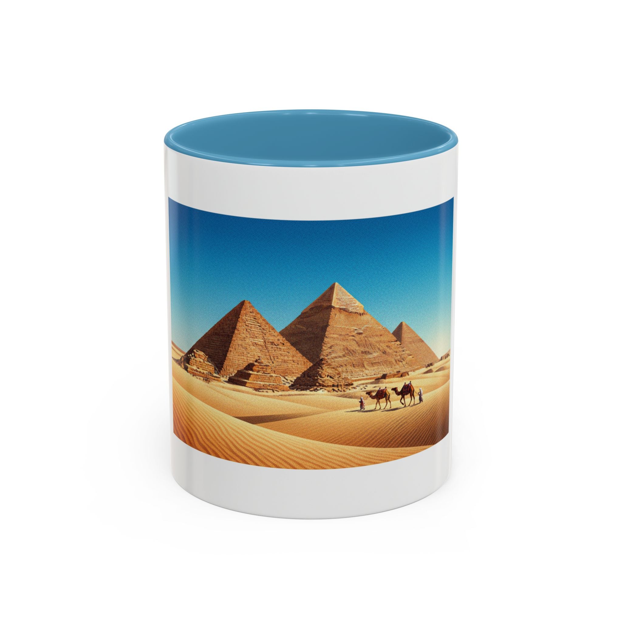 Egypt Pyramids Accent Coffee Mug — Desert Camel Travel Scene (11/15oz)