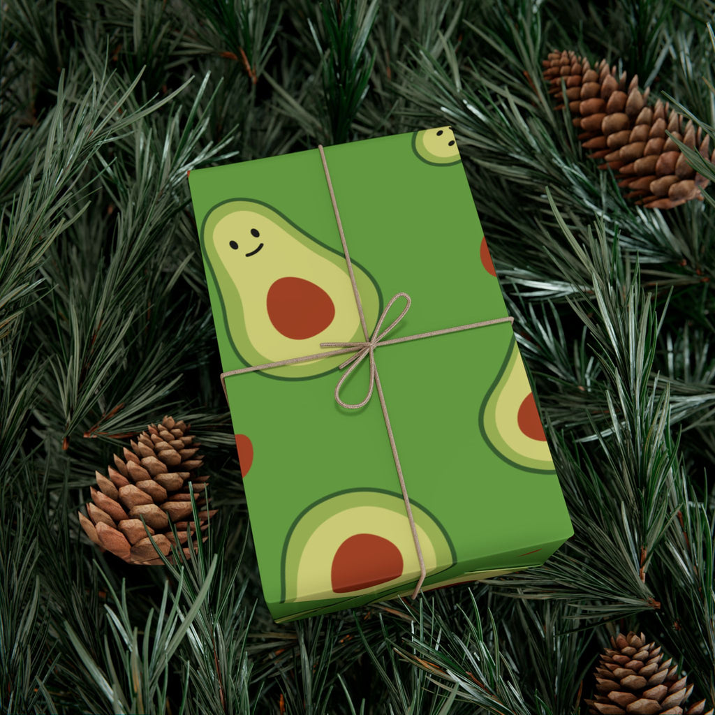 Smiling Avocado Pattern Gift Wrap Paper | Avocado Wrapping Paper