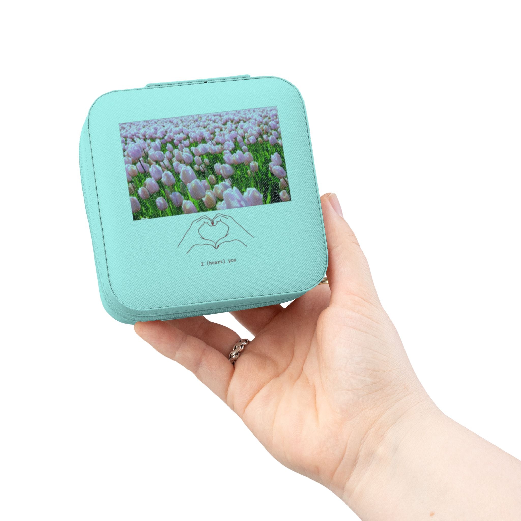 Travel Jewelry Case — Compact Pink Travel Jewelry Organizer with Ring & Earring Compartments