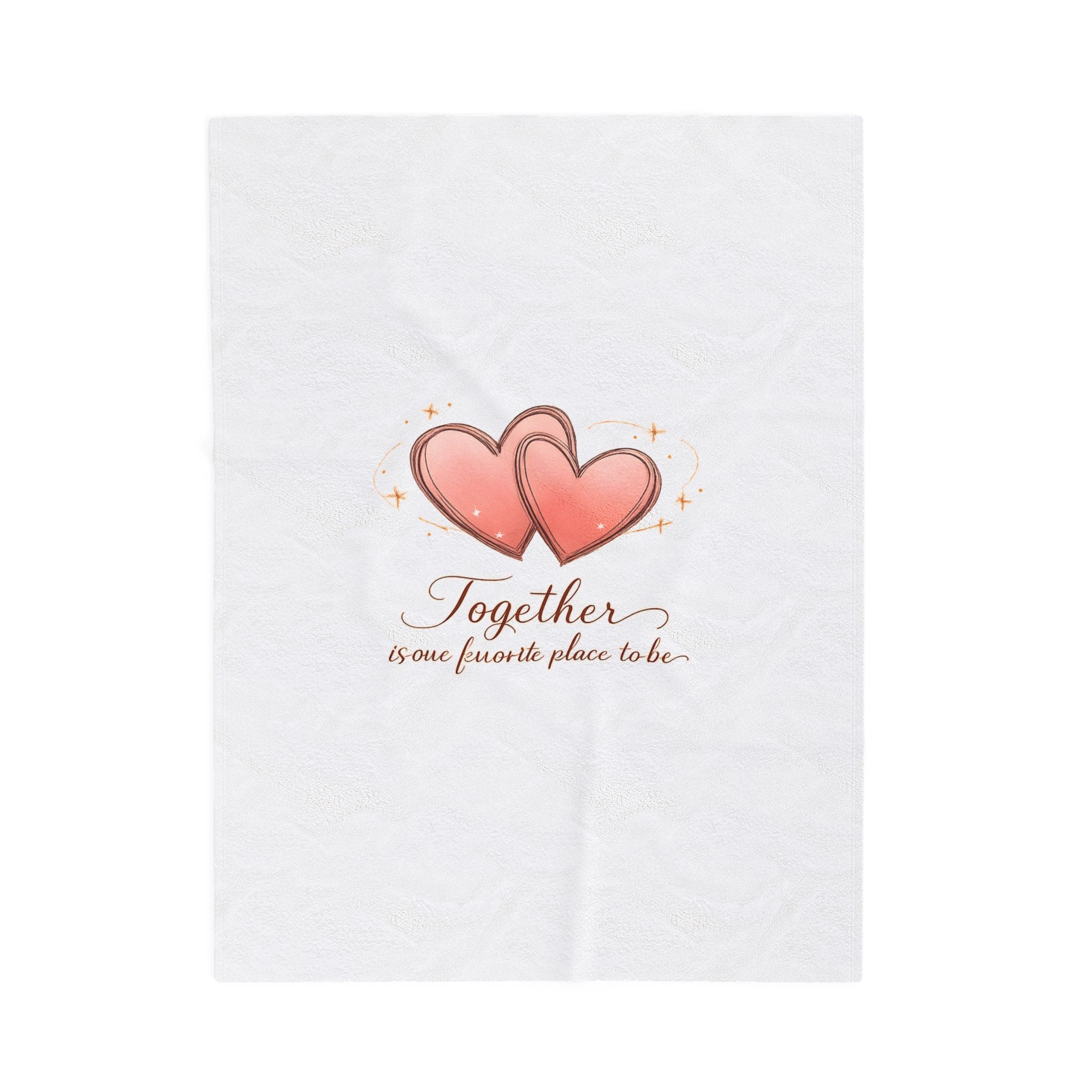 Together heart illustration Velveteen Plush Blanket | cozy couple, date night at home