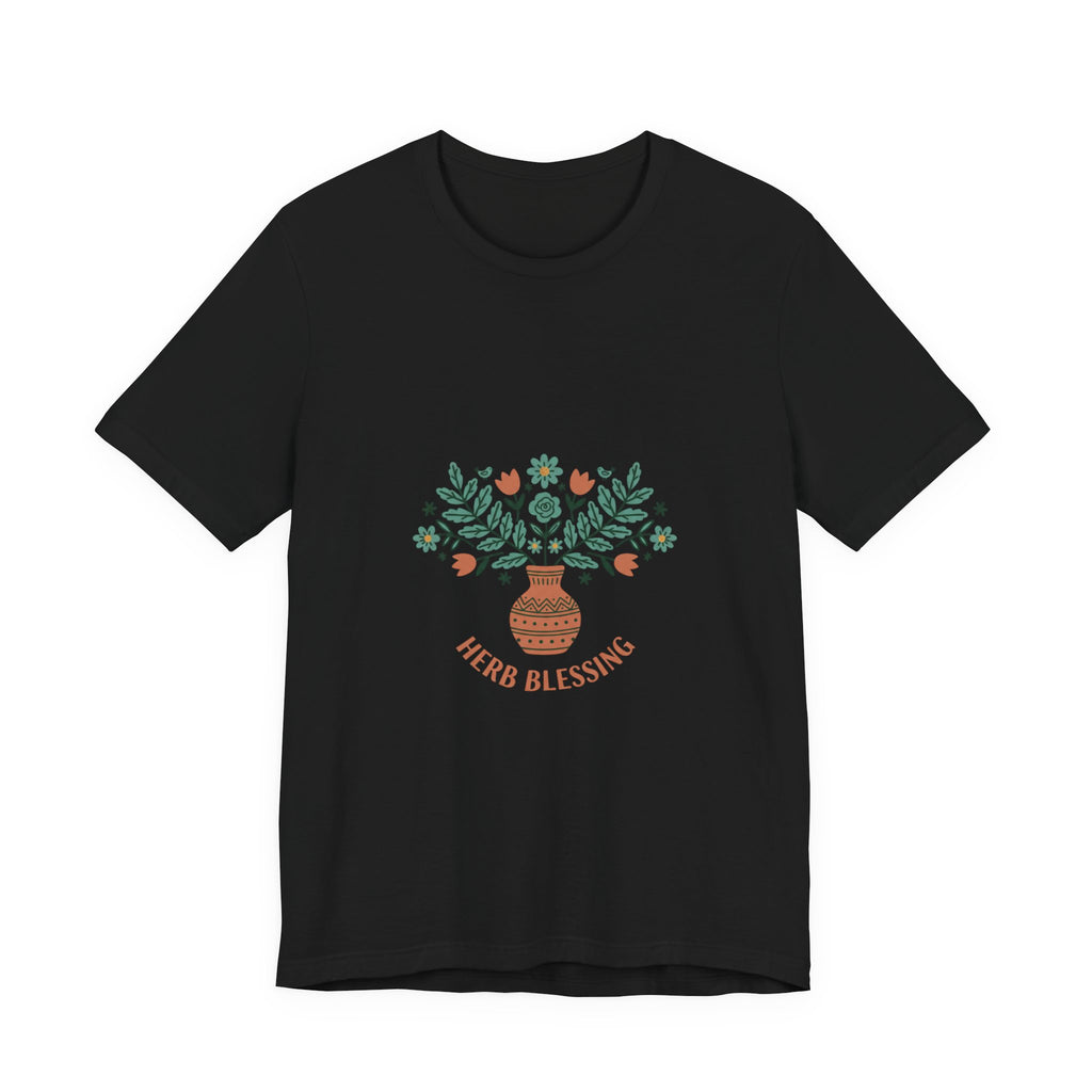 Herb Blessing Tee | Hand-Drawn Folk Botanical, embroidery style design