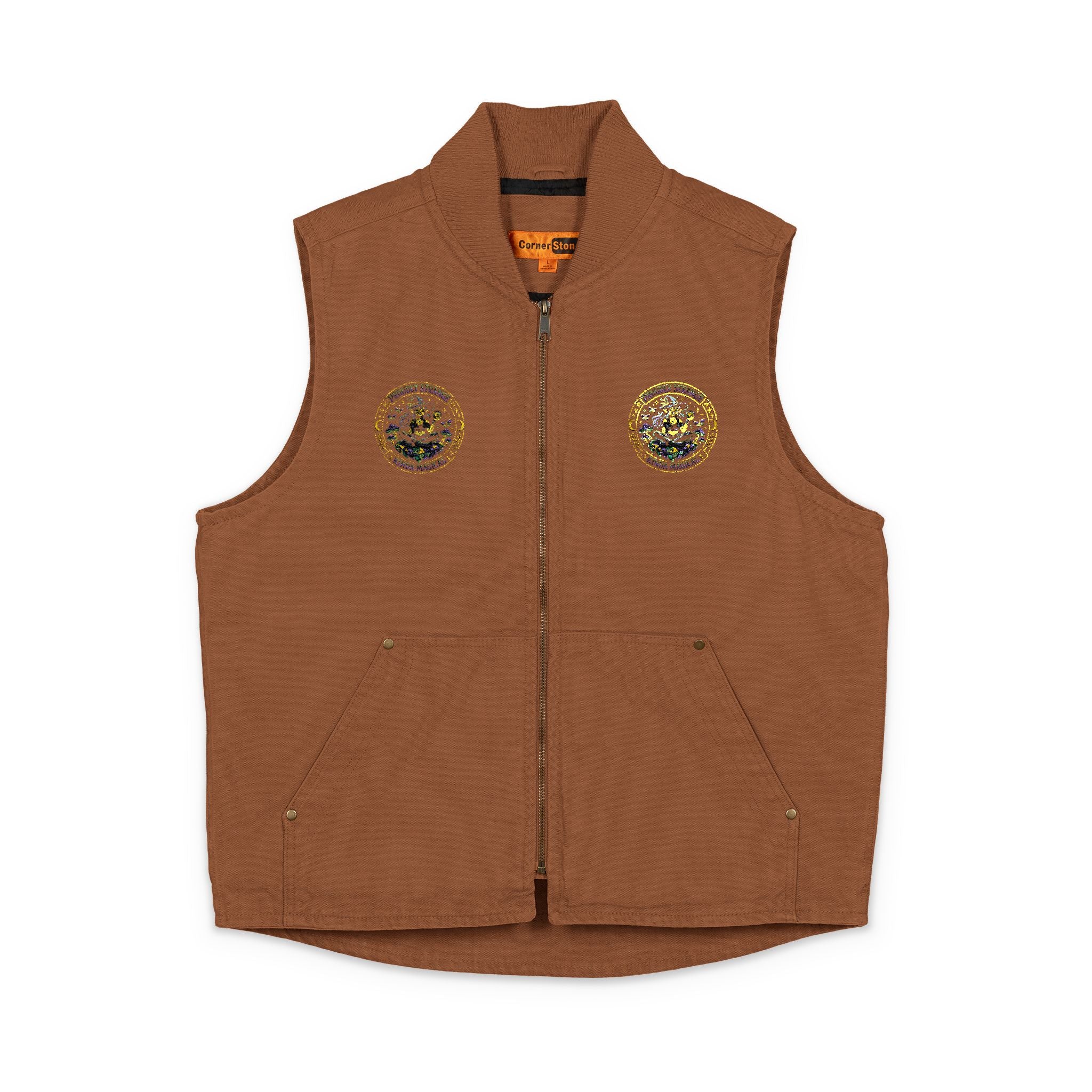 Embroidered Workwear Logo Vest | Washed Duck Cloth Vest