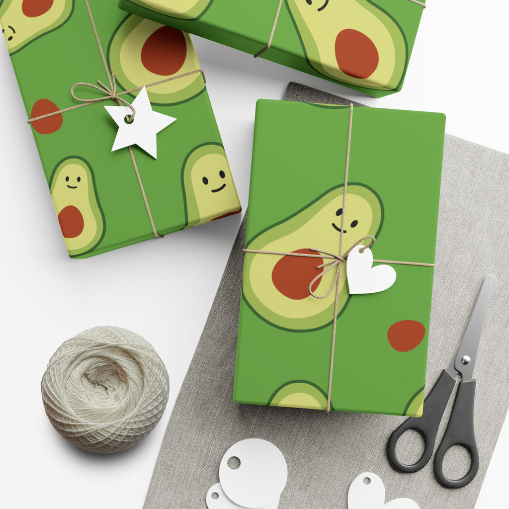 Smiling Avocado Pattern Gift Wrap Paper | Avocado Wrapping Paper
