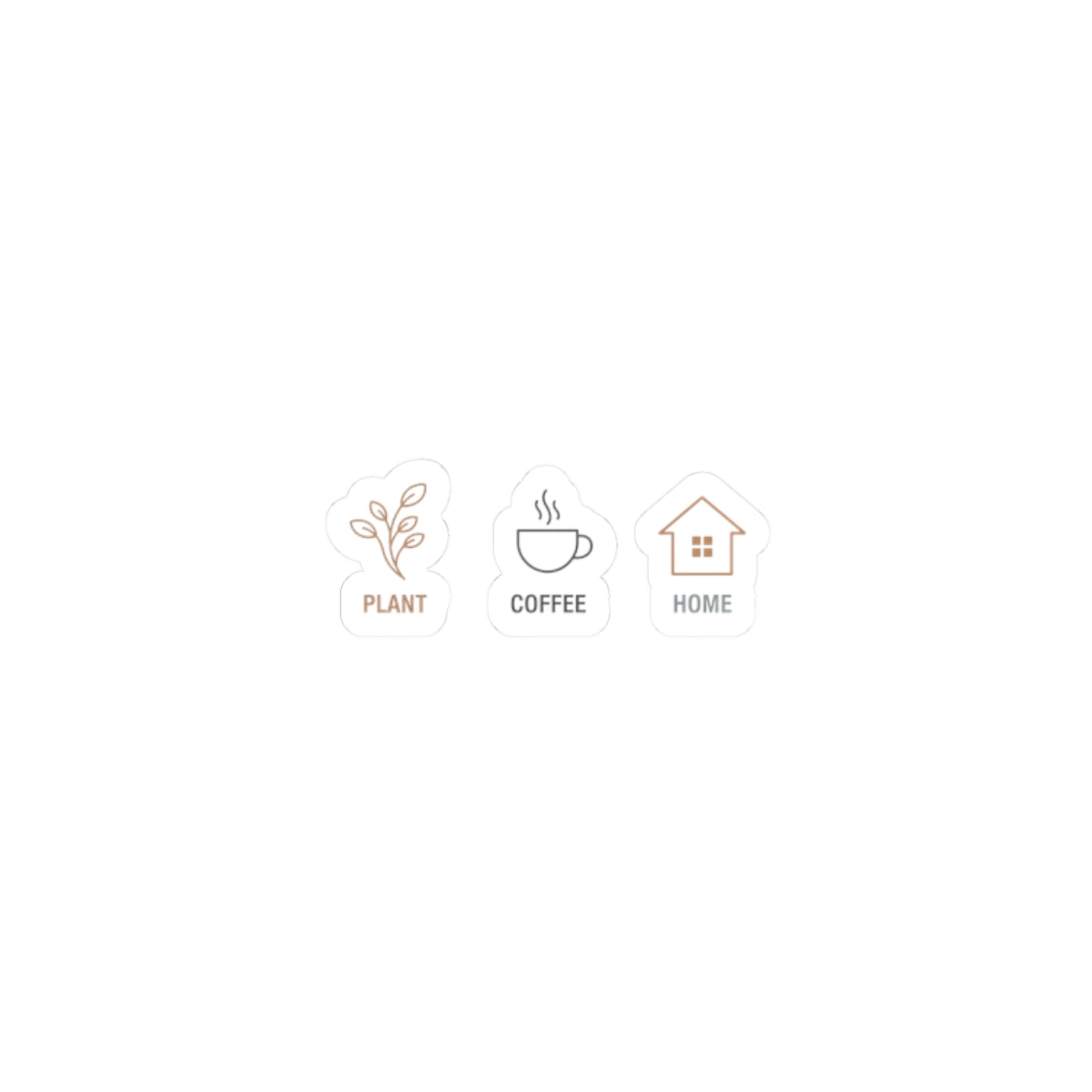 One-Line Plant, Coffee & Home Icons Kiss-Cut Stickers | Minimal Line Art, Scandi Outline