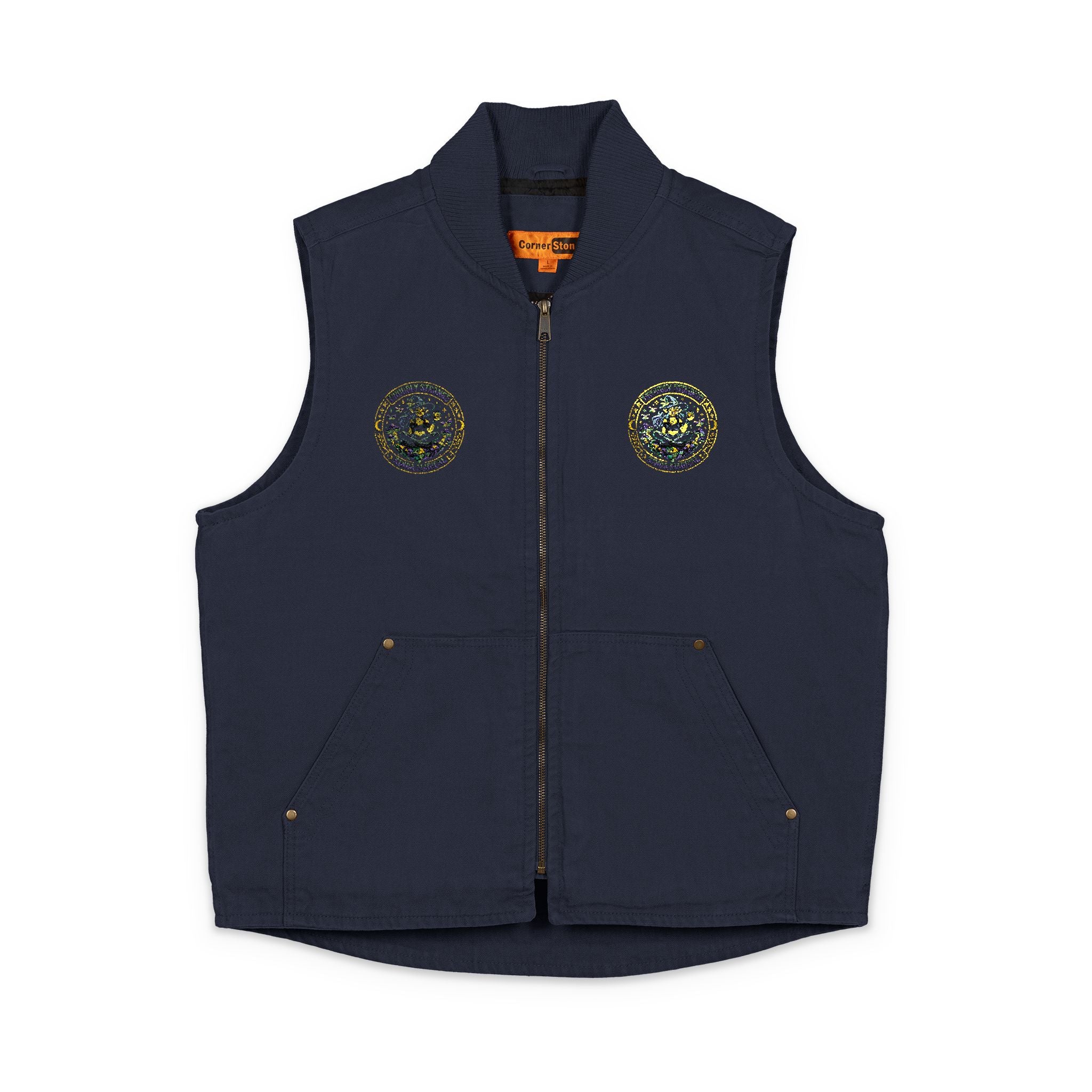 Embroidered Workwear Logo Vest | Washed Duck Cloth Vest