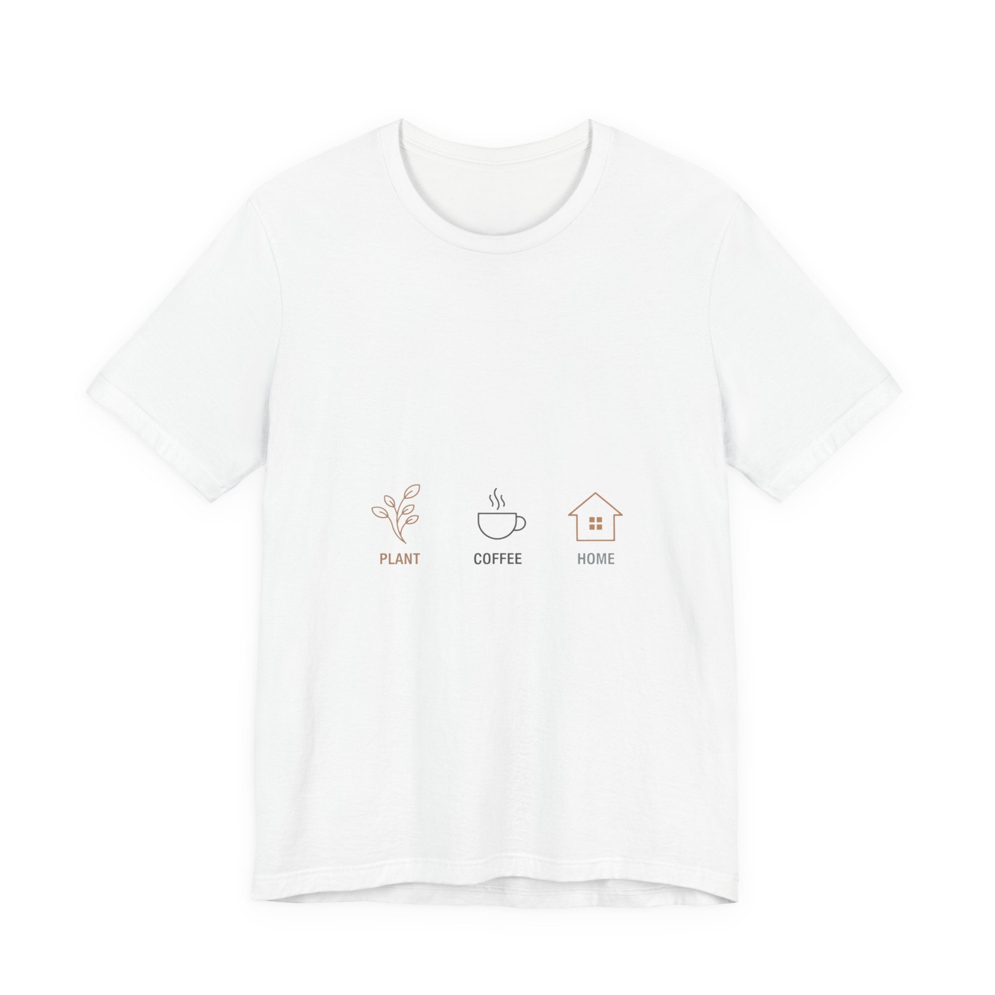 Plant Coffee Home minimales One-Line Art T-Shirt | durchgehende Linienillustration, skandinavische Linienkunst