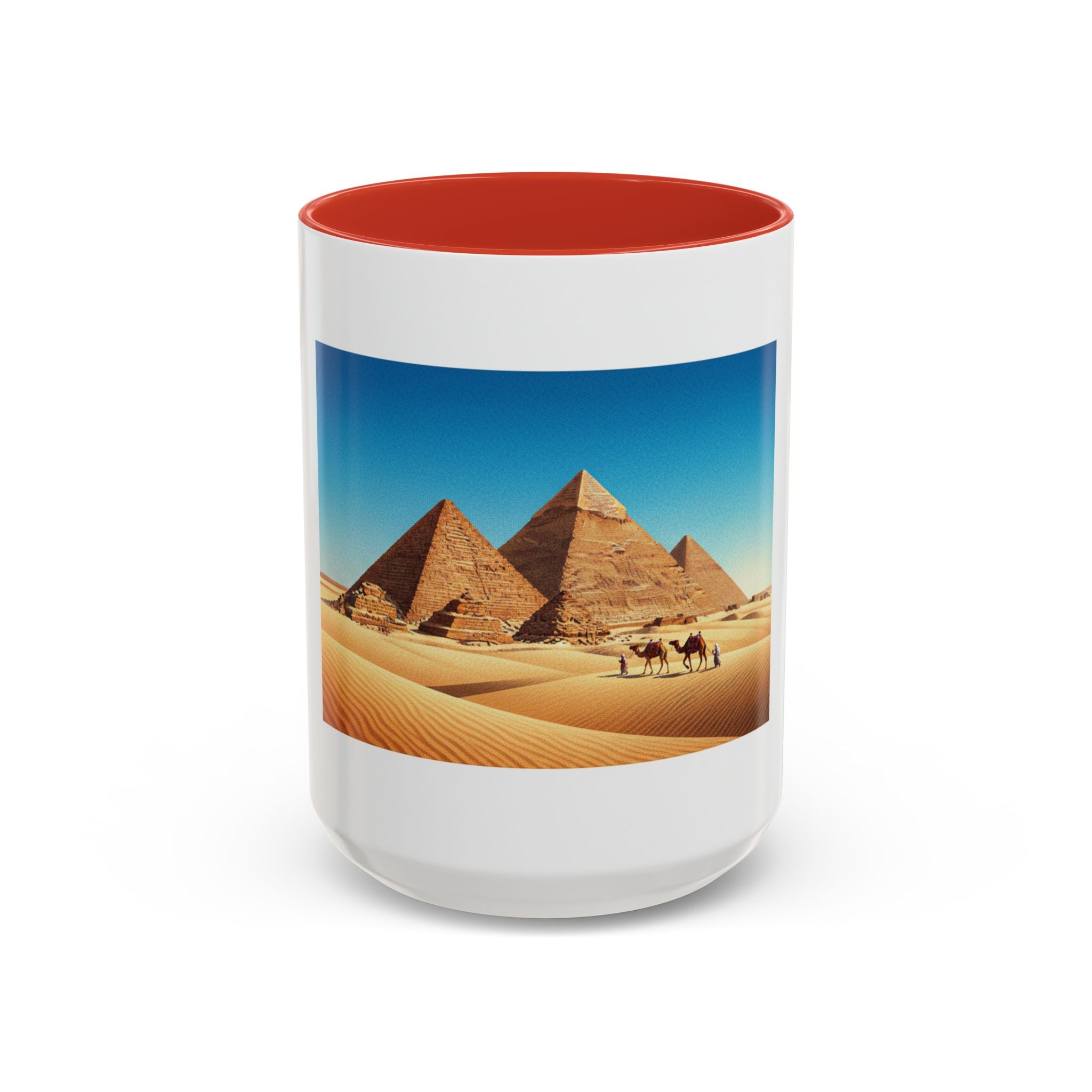 Egypt Pyramids Accent Coffee Mug — Desert Camel Travel Scene (11/15oz)