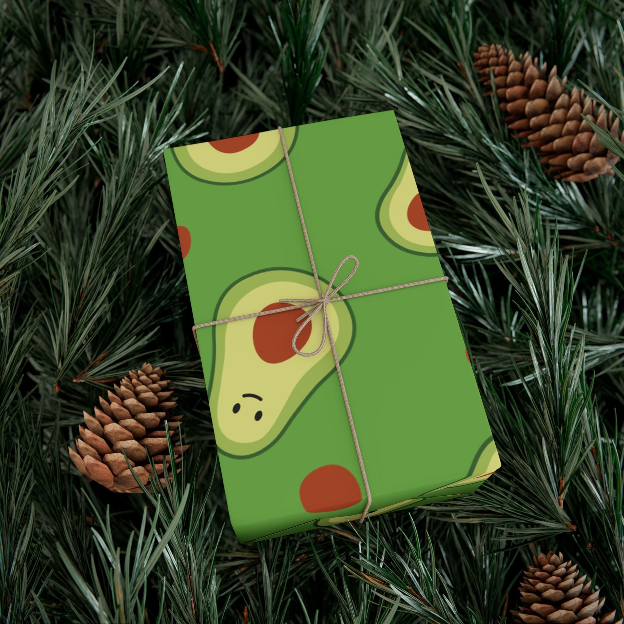 Smiling Avocado Pattern Gift Wrap Paper | Avocado Wrapping Paper