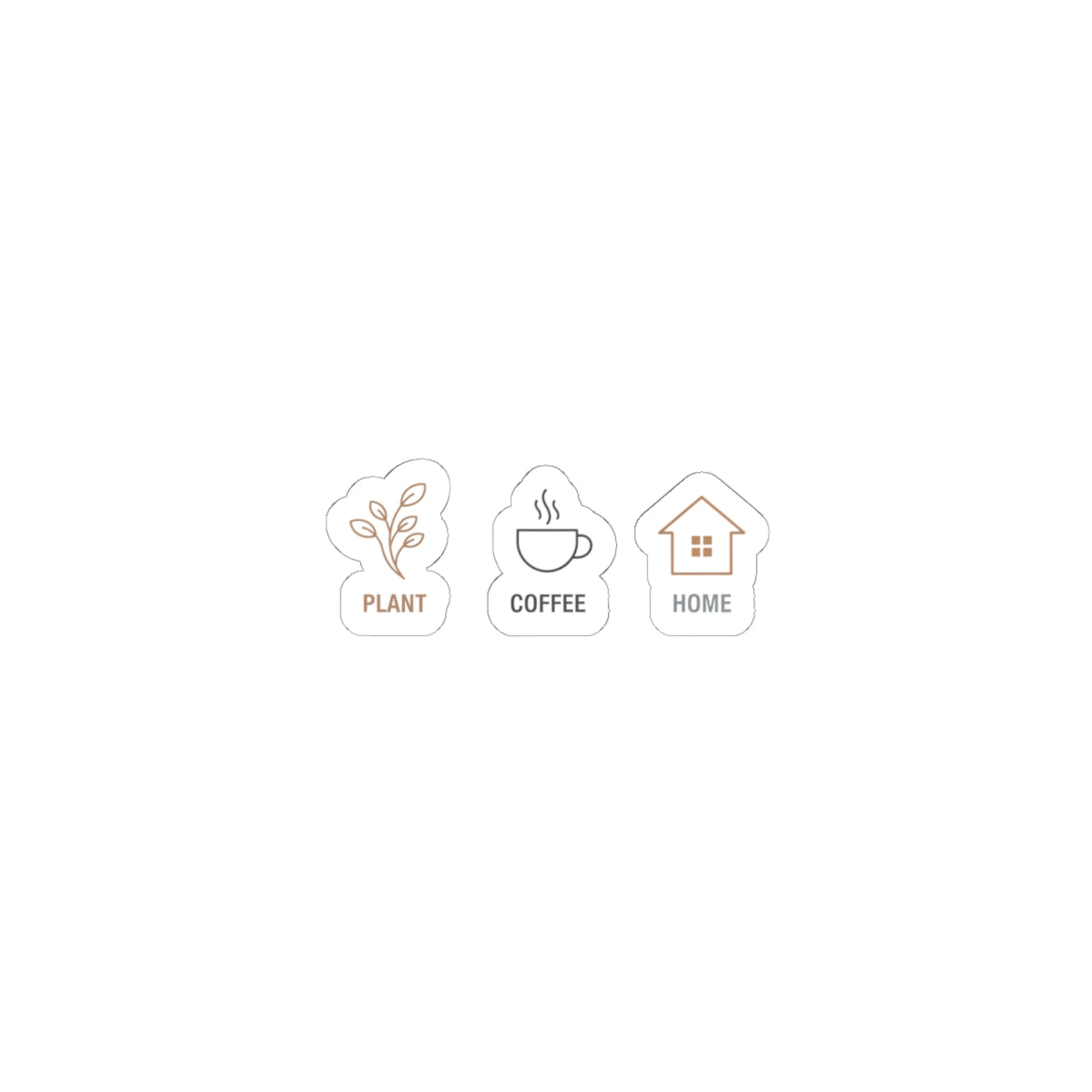 One-Line Plant, Coffee & Home Icons Kiss-Cut Stickers | Minimal Line Art, Scandi Outline
