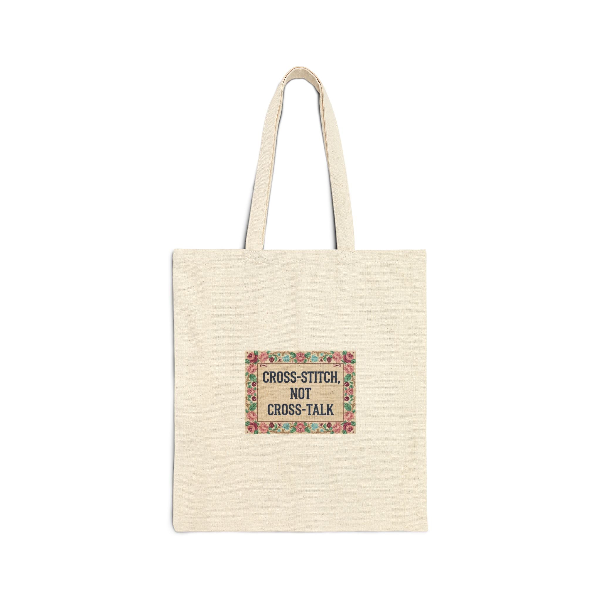 Cross-Stitch Not Cross-Talk Tote | ironic embroidery, grandma chic