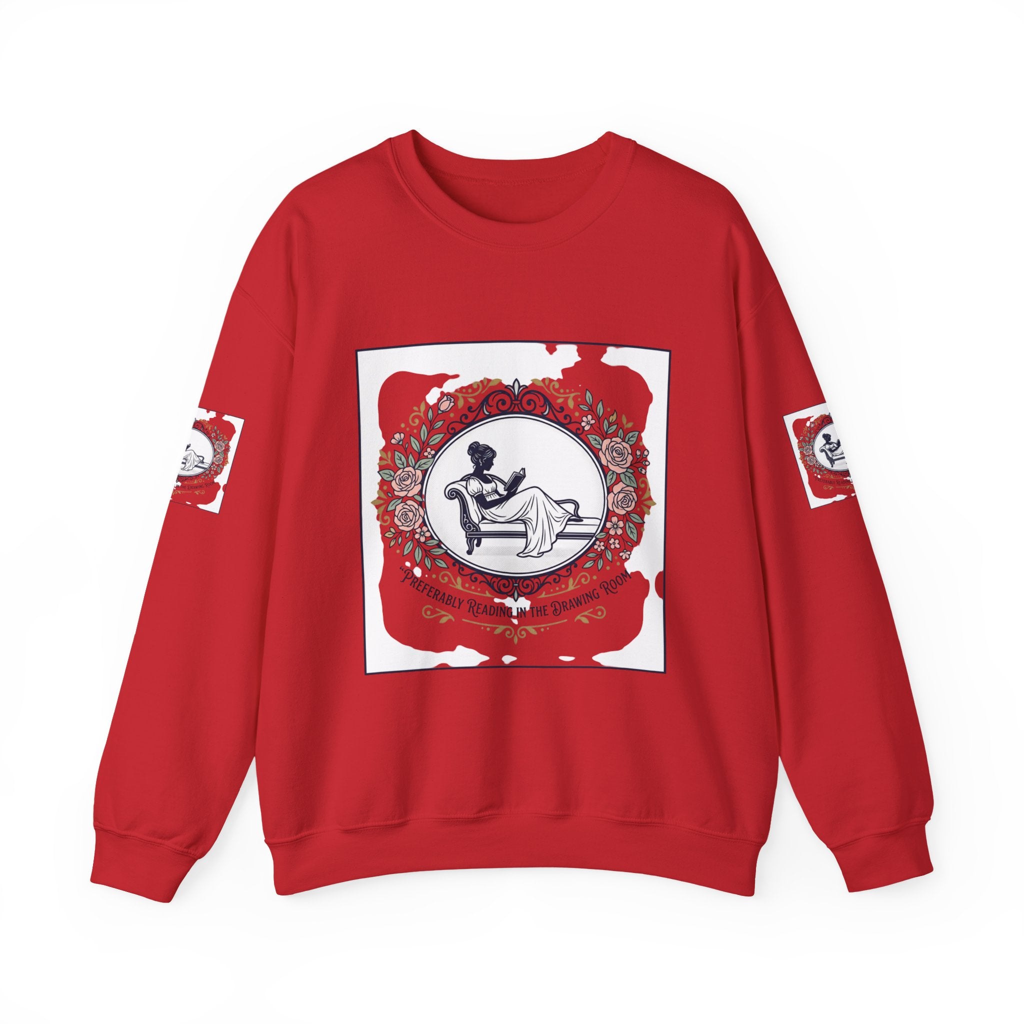 Bluza Damska z Nadrukiem | Czytająca Kobieta | Vintage Kwiatowy Medalion