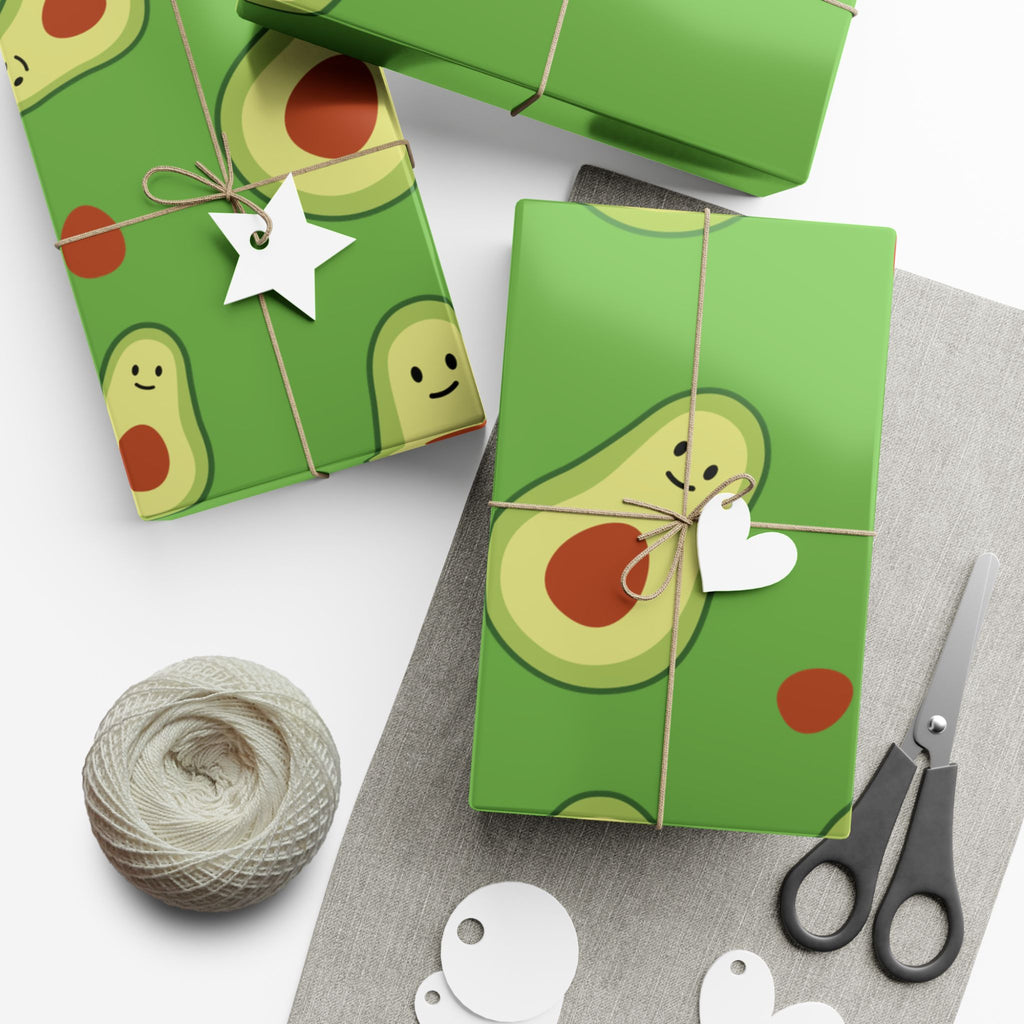 Smiling Avocado Pattern Gift Wrap Paper | Avocado Wrapping Paper