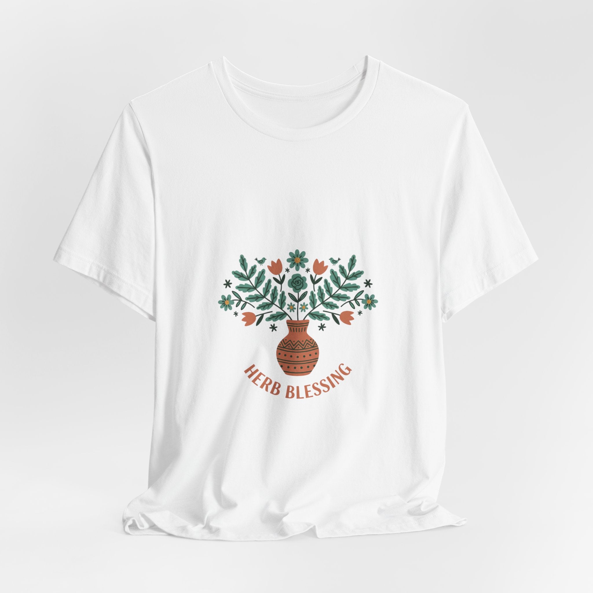 Herb Blessing Tee | Hand-Drawn Folk Botanical, embroidery style design