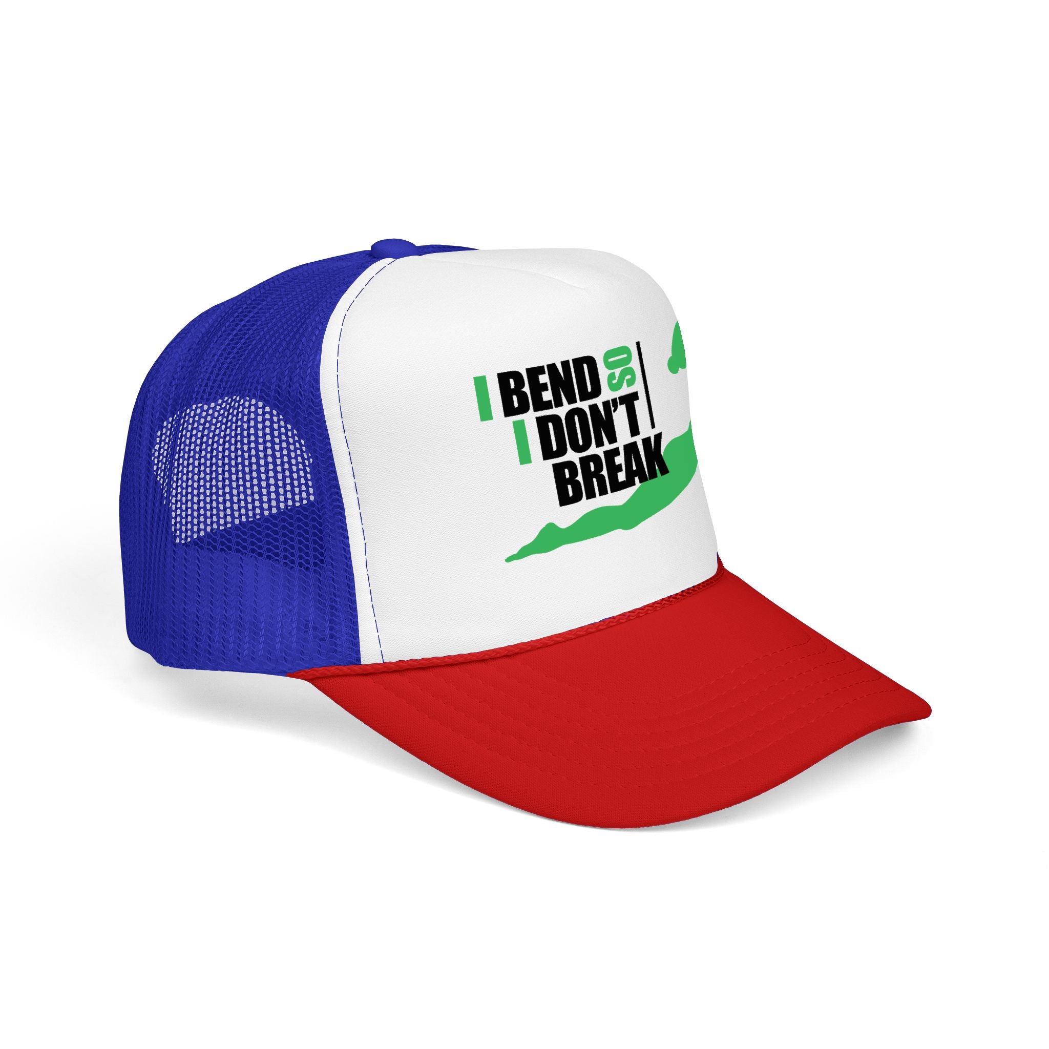 Bend Don’t Break Foam Trucker Hat – Yoga Stretch Mesh Cap