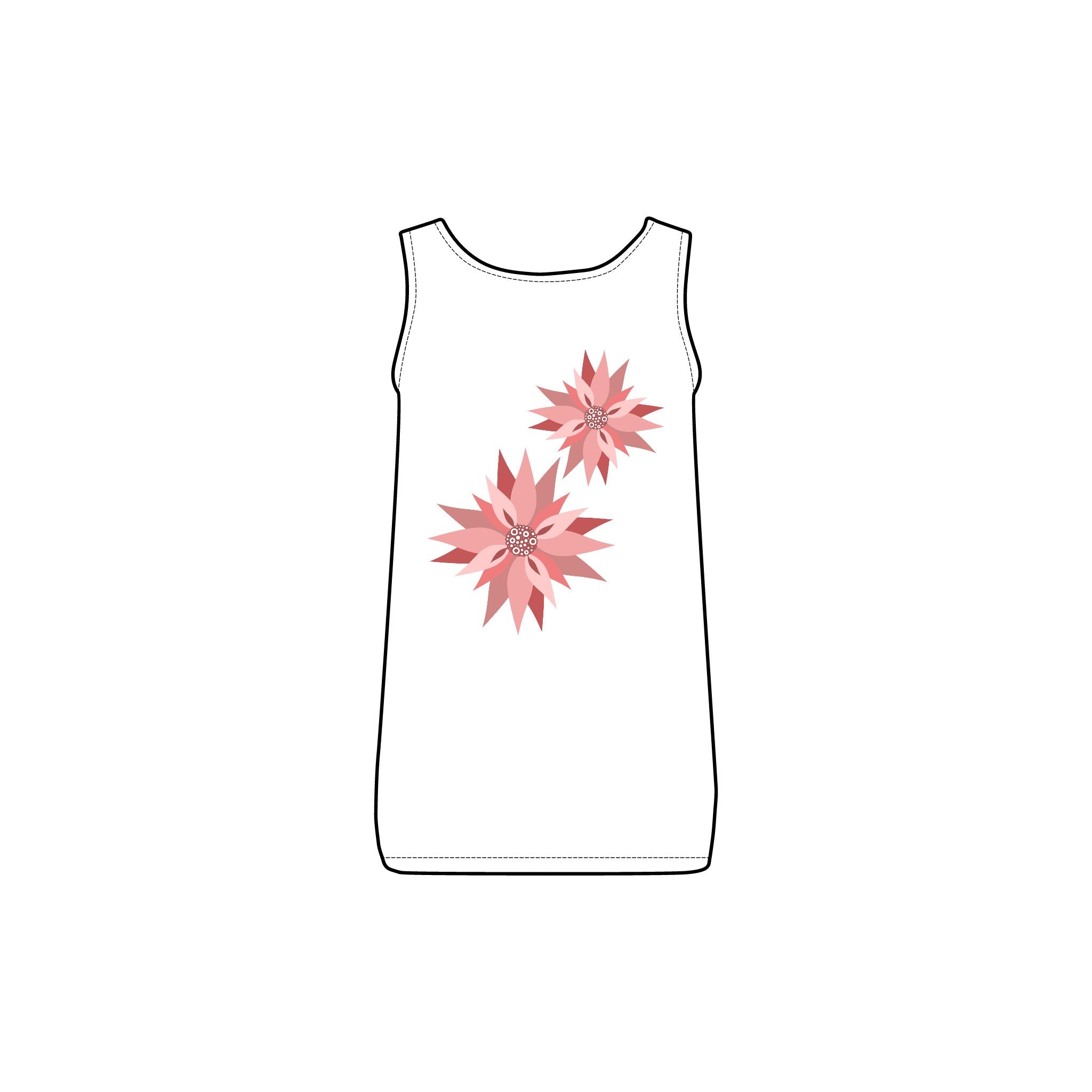 Floral Pink Poinsettia Tank — Women's Ribbed Holiday Tank Top