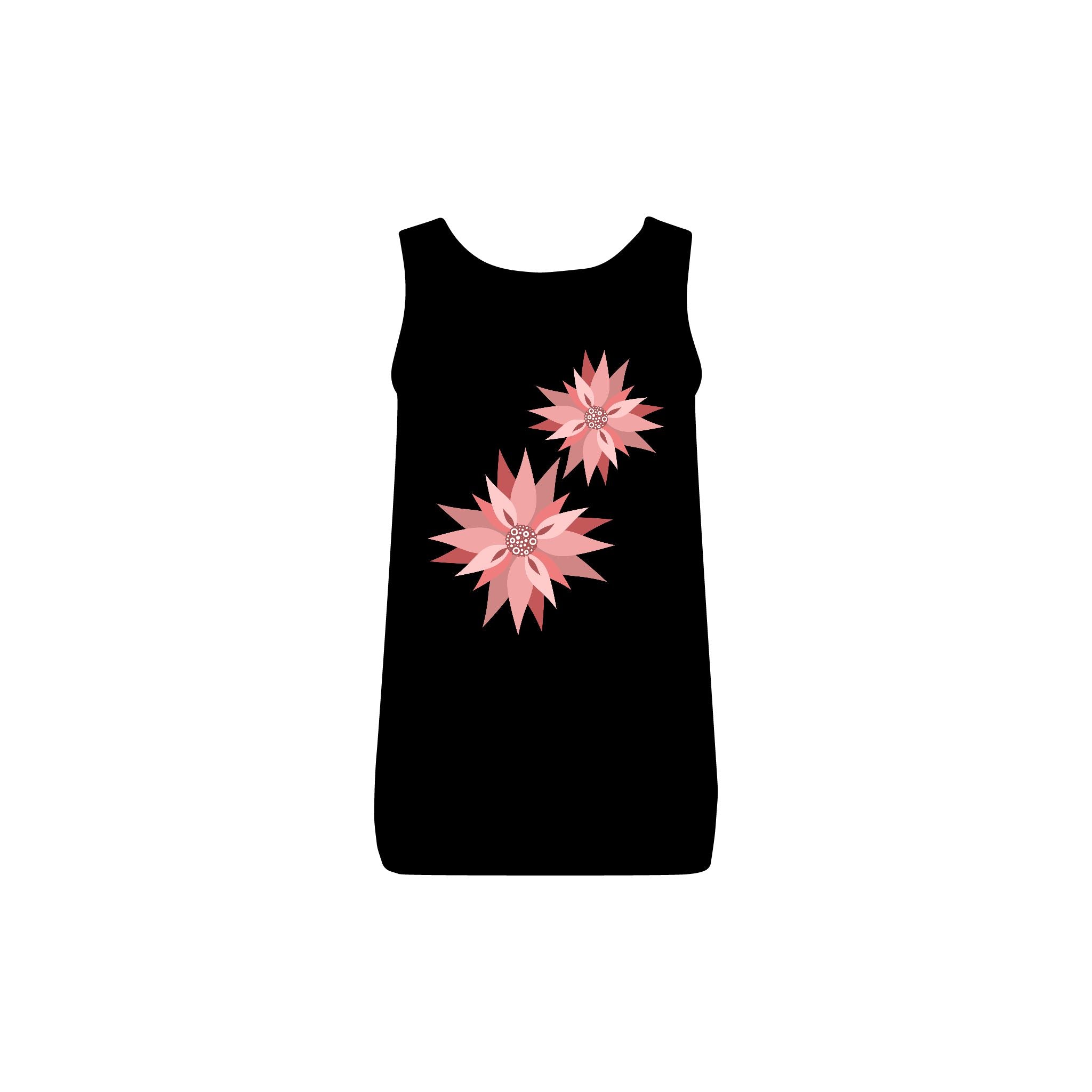 Floral Pink Poinsettia Tank — Women's Ribbed Holiday Tank Top