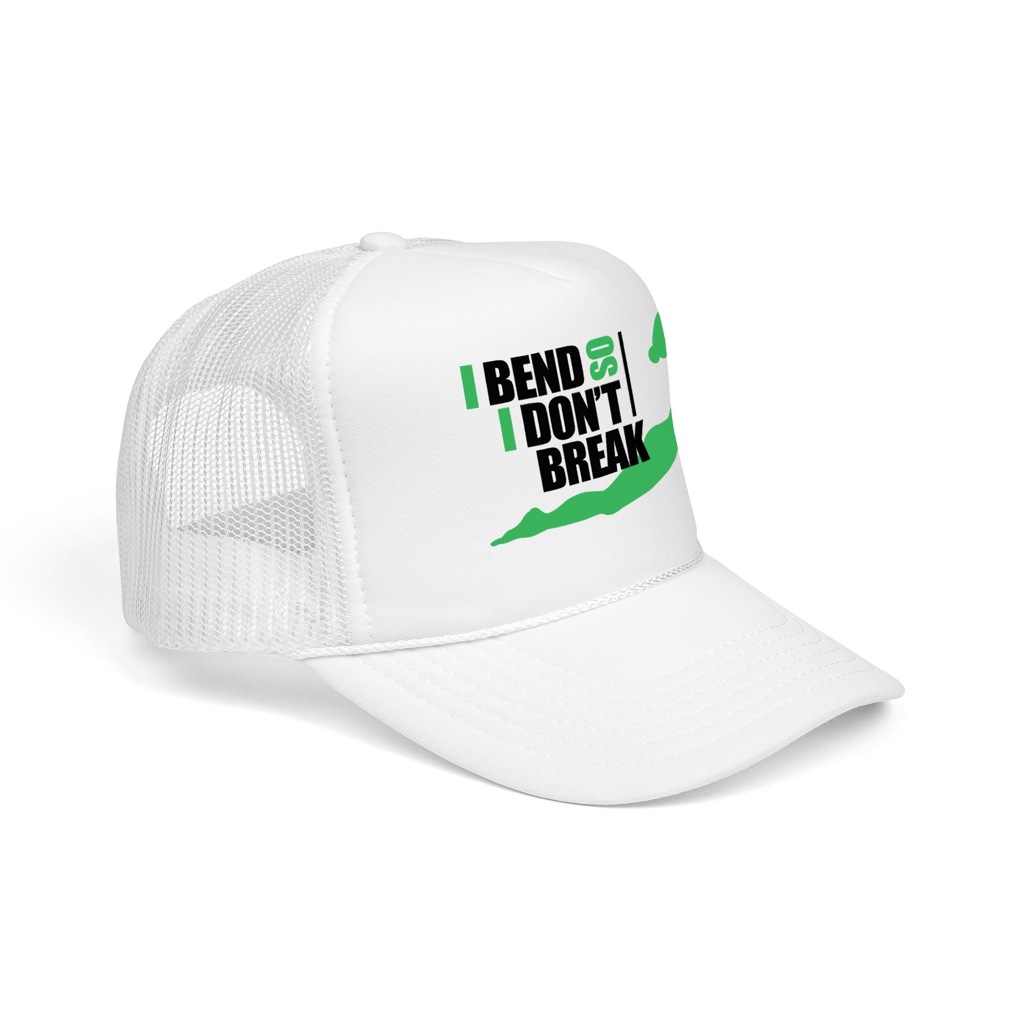 Bend Don’t Break Foam Trucker Hat – Yoga Stretch Mesh Cap