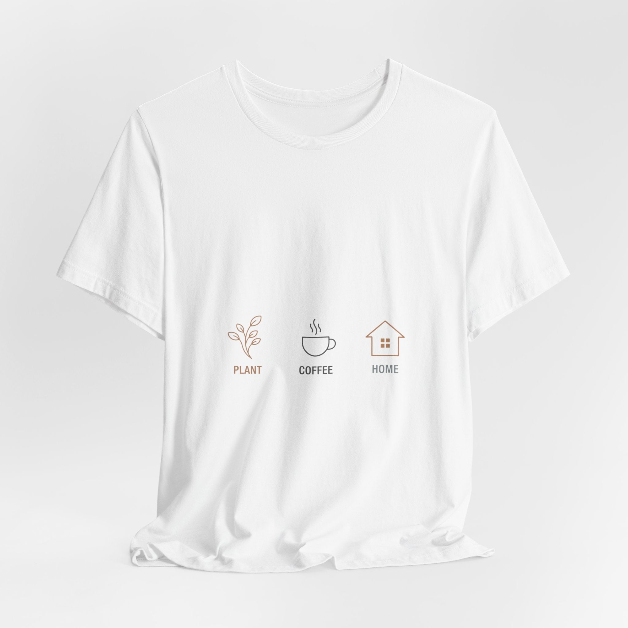 Plant Coffee Home minimales One-Line Art T-Shirt | durchgehende Linienillustration, skandinavische Linienkunst