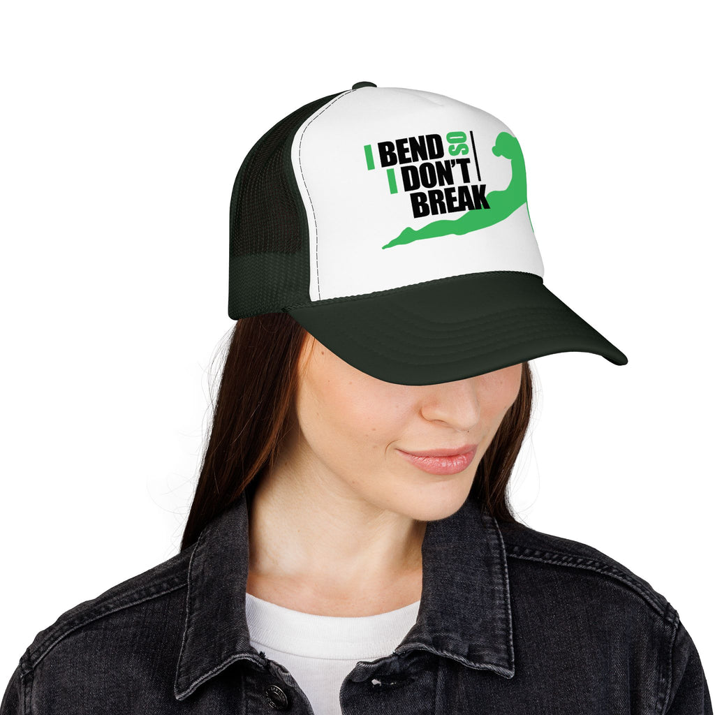 Bend Don’t Break Foam Trucker Hat – Yoga Stretch Mesh Cap