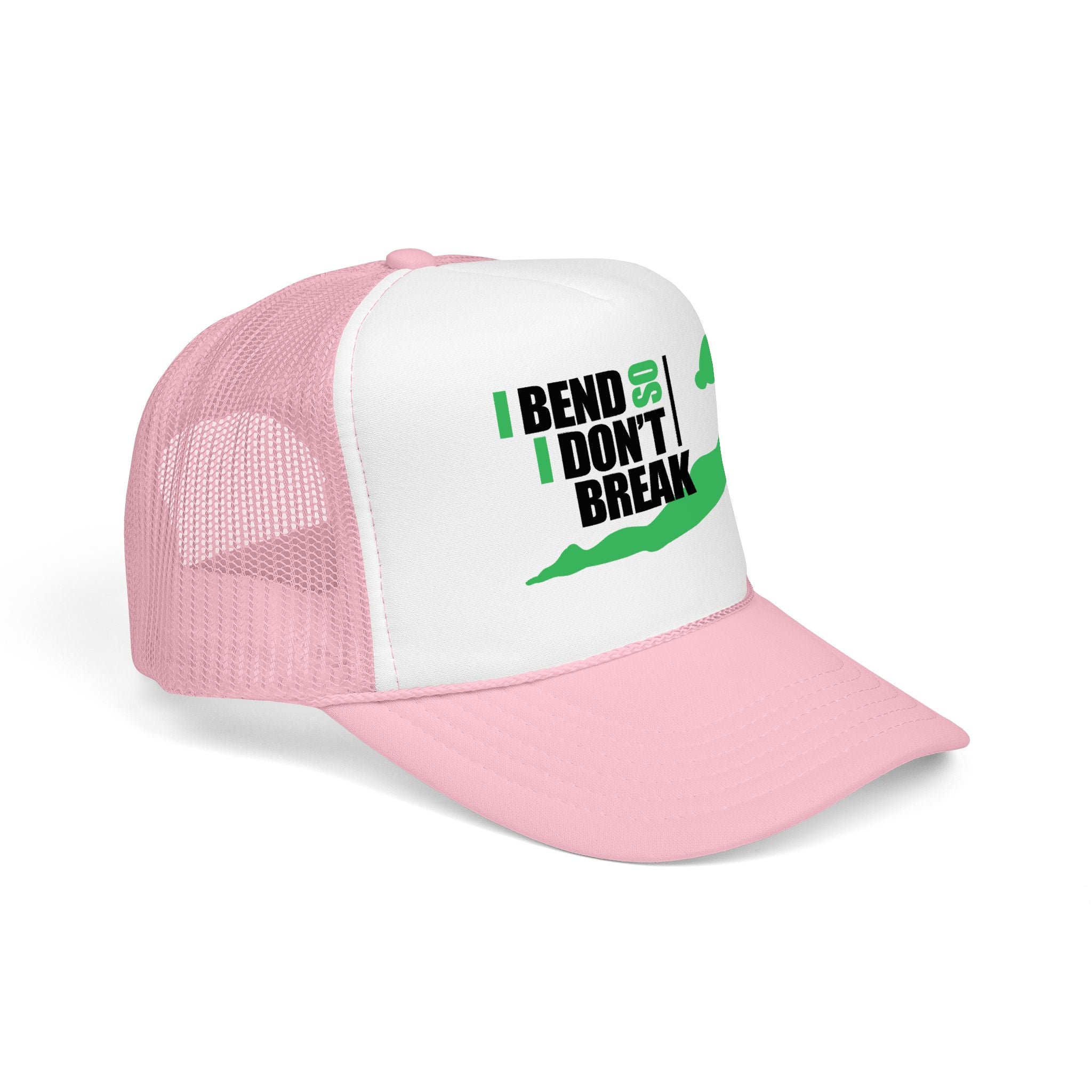 Bend Don’t Break Foam Trucker Hat – Yoga Stretch Mesh Cap