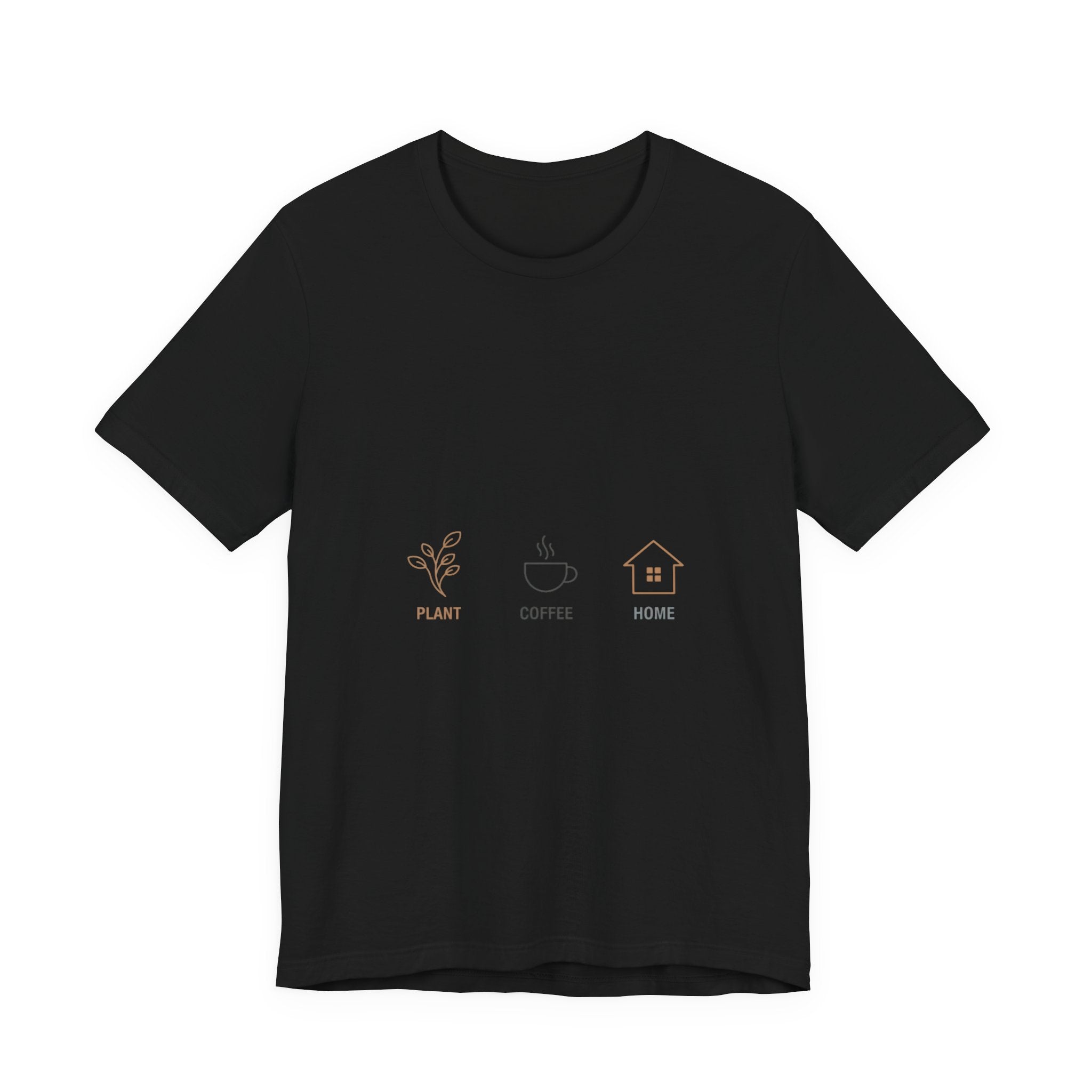Plant Coffee Home minimales One-Line Art T-Shirt | durchgehende Linienillustration, skandinavische Linienkunst