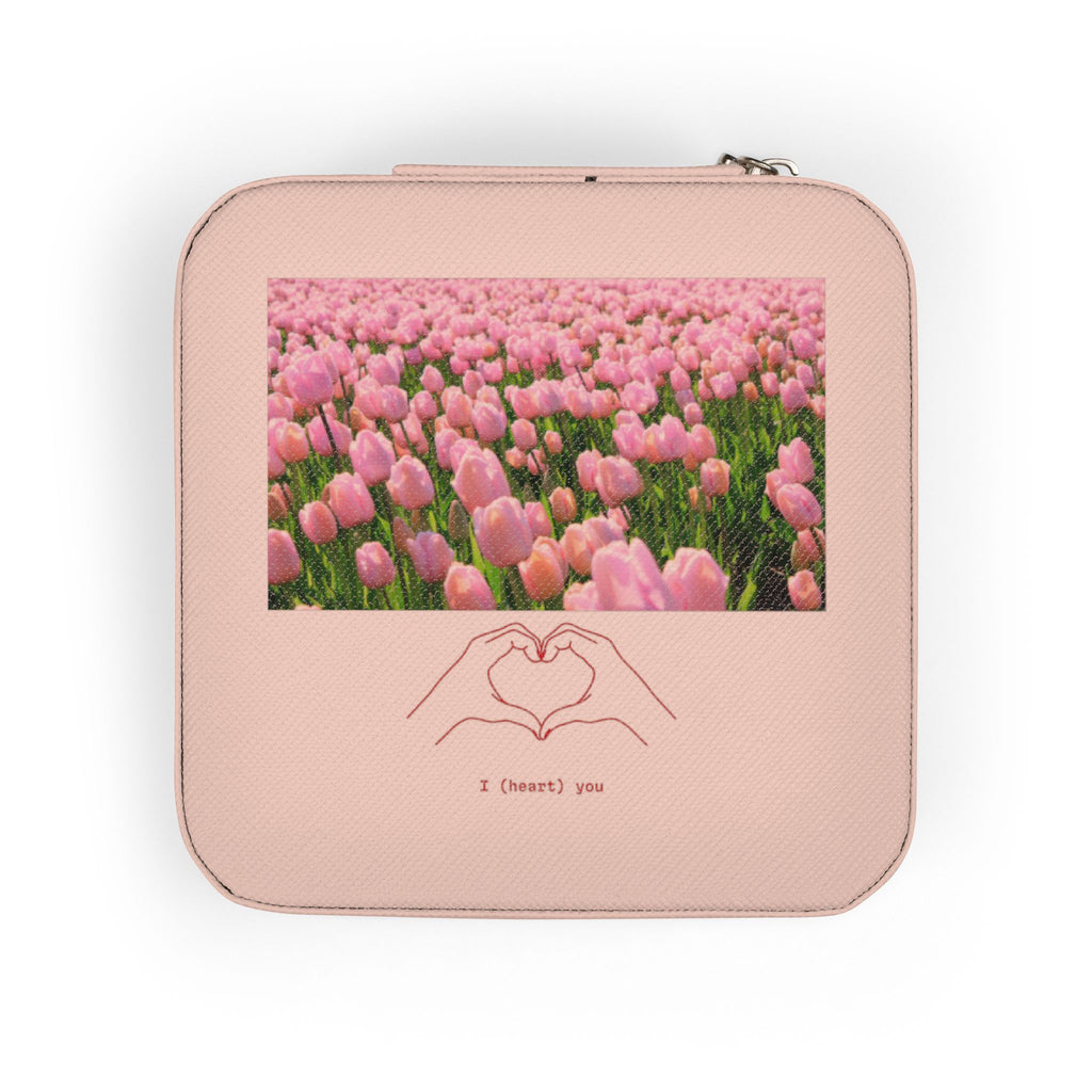 Travel Jewelry Case — Compact Pink Travel Jewelry Organizer with Ring & Earring Compartments