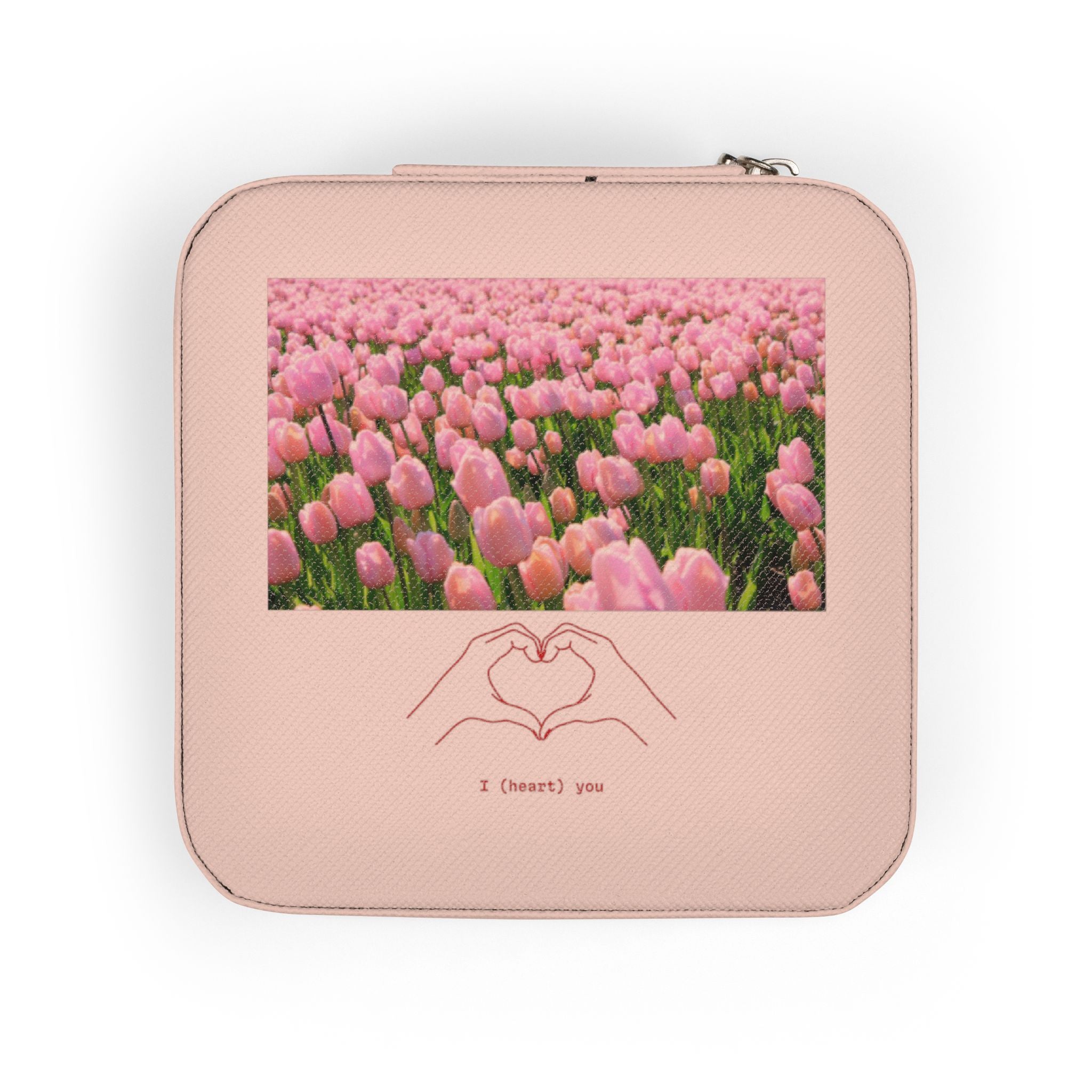 Travel Jewelry Case — Compact Pink Travel Jewelry Organizer with Ring & Earring Compartments