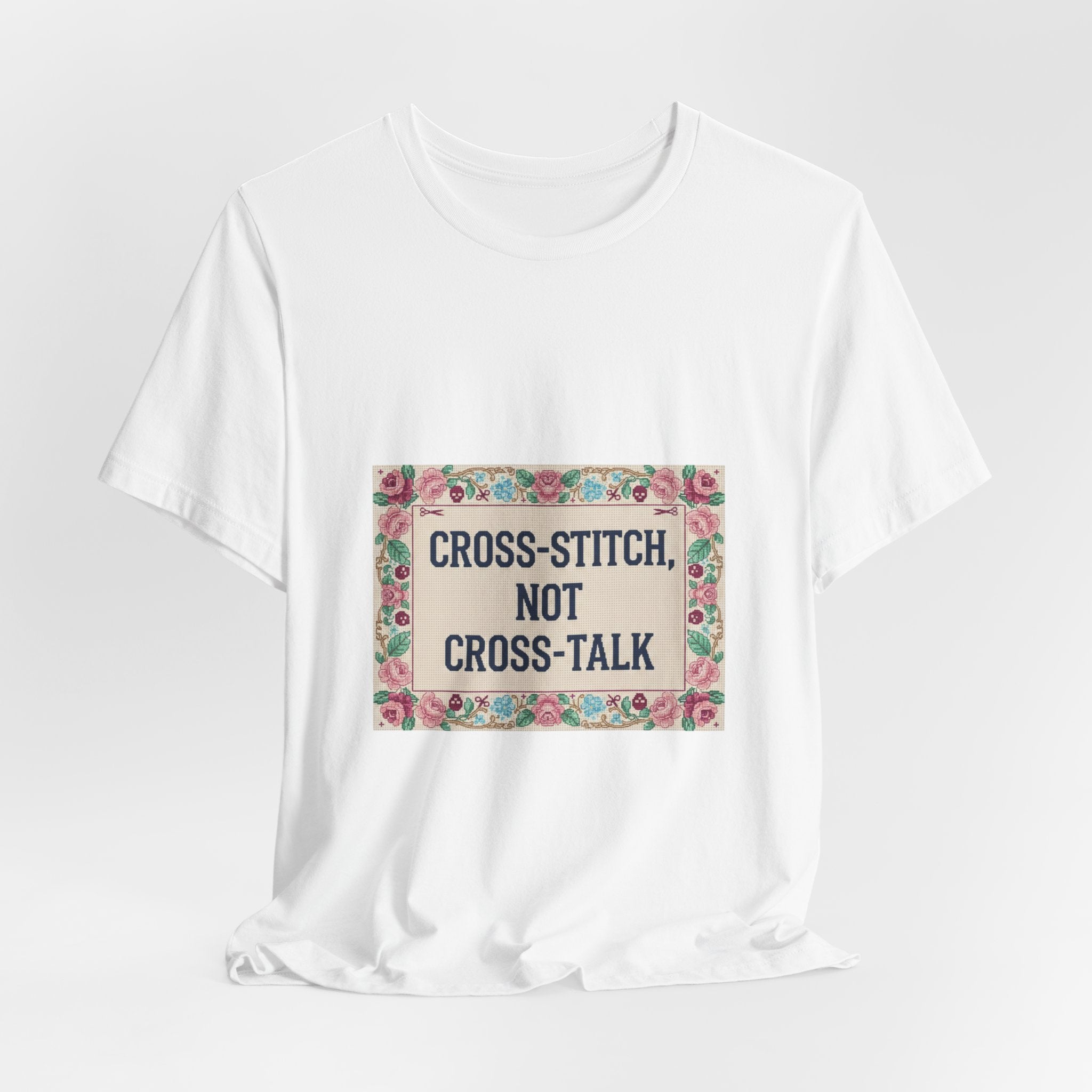 Kreuzstich, nicht Kreuzverhör-T-Shirt | ironische Stickerei, Oma-Chic