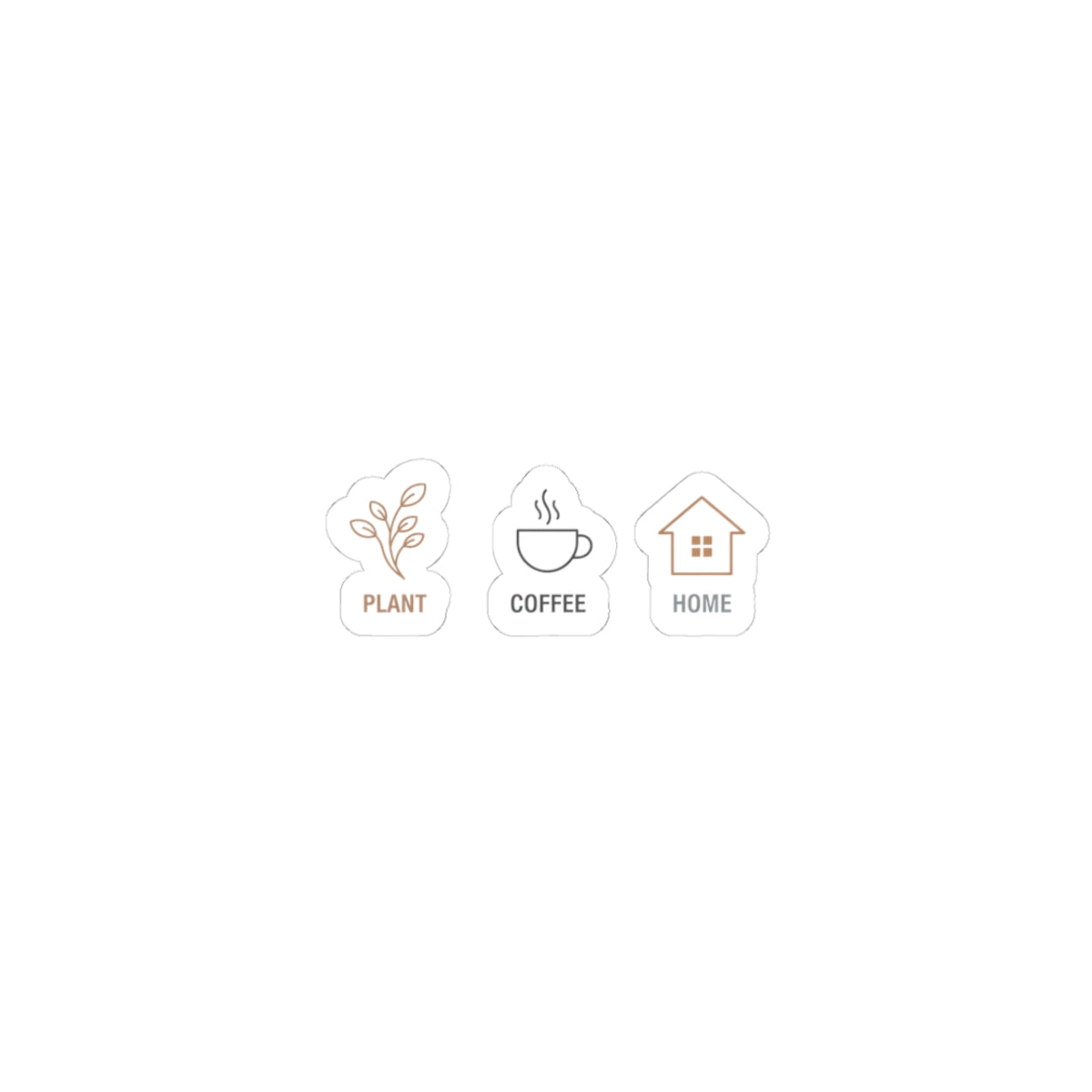 One-Line Plant, Coffee & Home Icons Kiss-Cut Stickers | Minimal Line Art, Scandi Outline