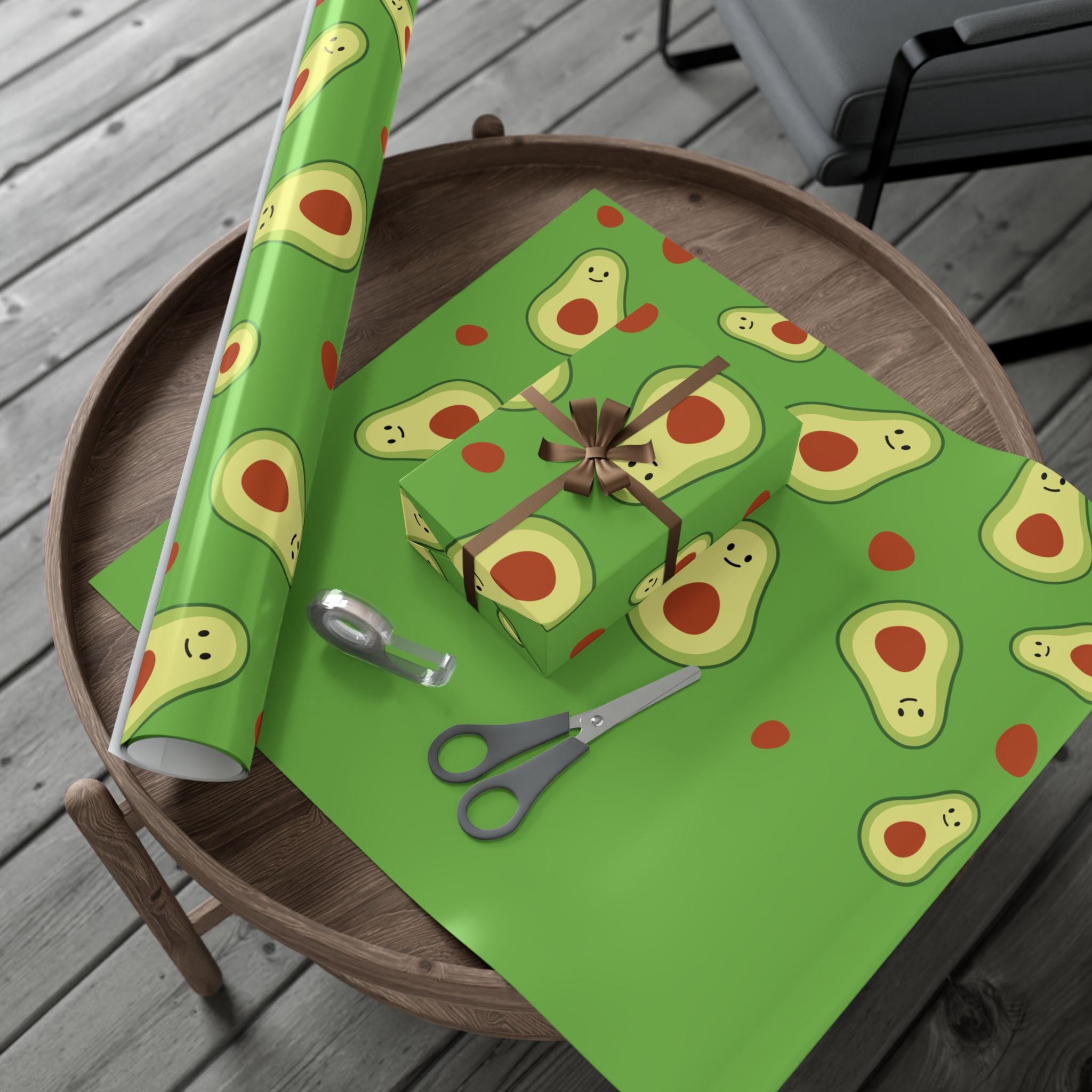 Smiling Avocado Pattern Gift Wrap Paper | Avocado Wrapping Paper